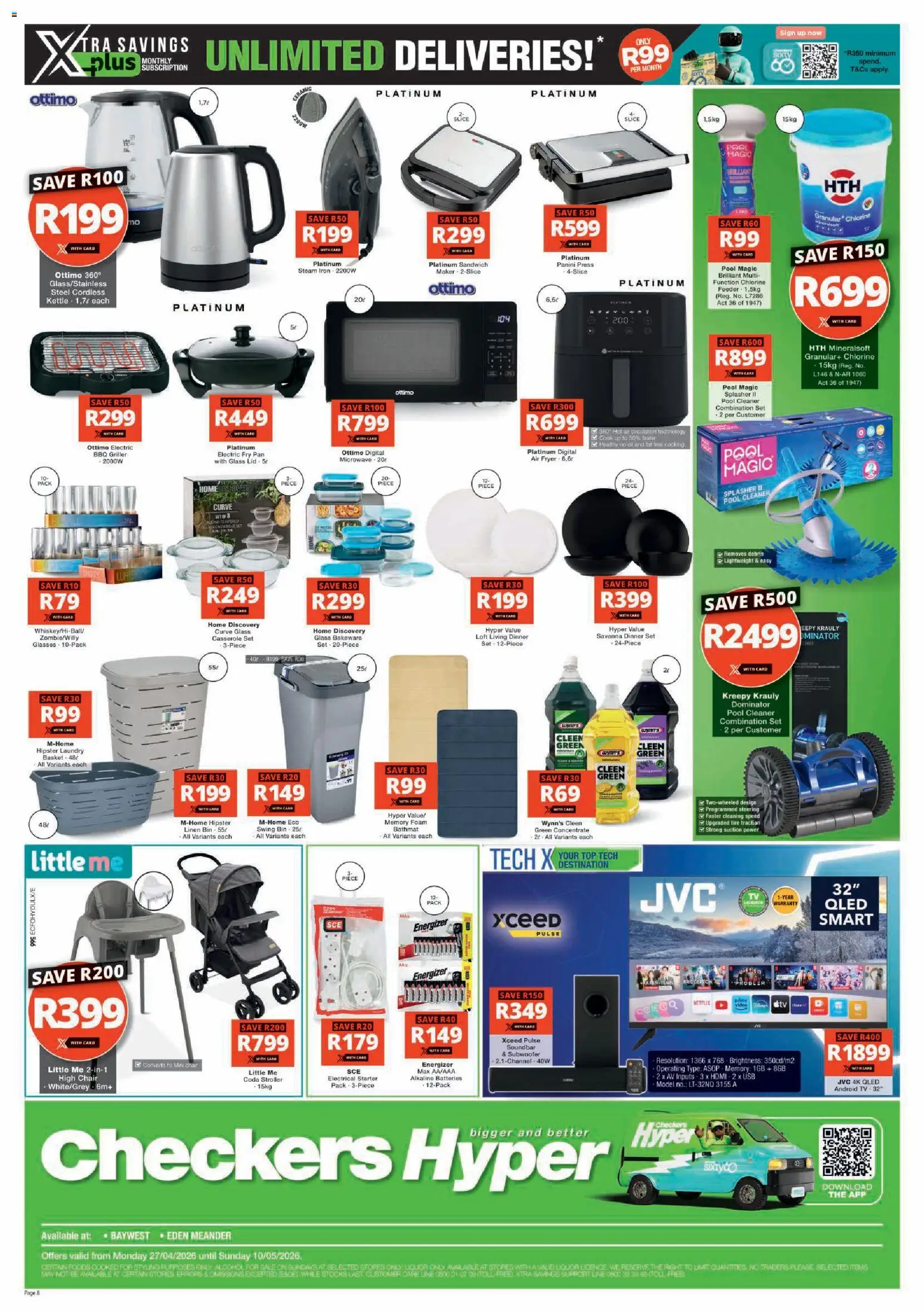 New Checkers catalogue – valid from 27.04.2026 | Page: 8 | Products: Iron, Sandwich maker, Chair, Griller