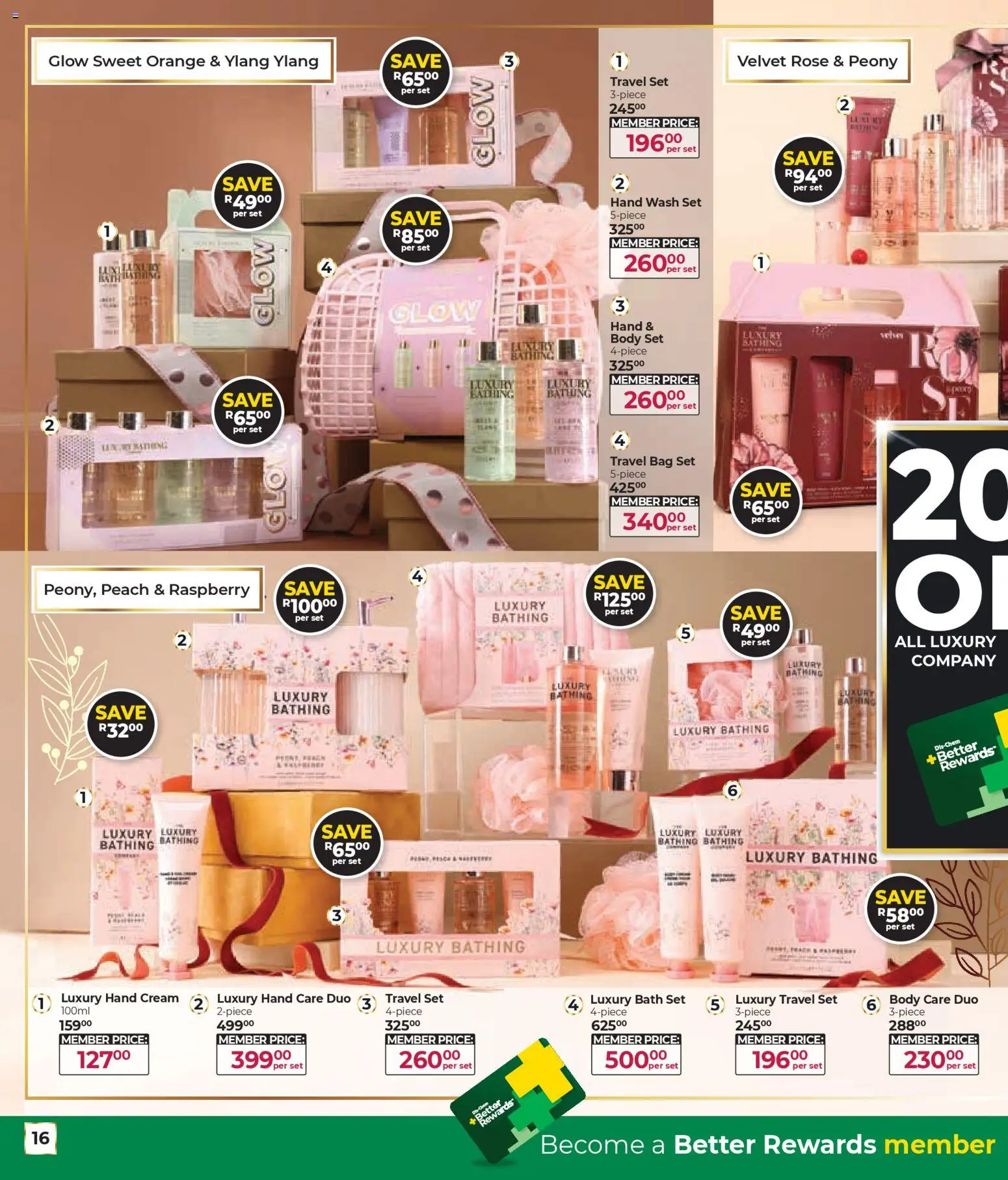 New Dis-Chem catalogue – valid from 29.10.2025 | Page: 16 | Products: Travel bag, Bath, Cream, Peach
