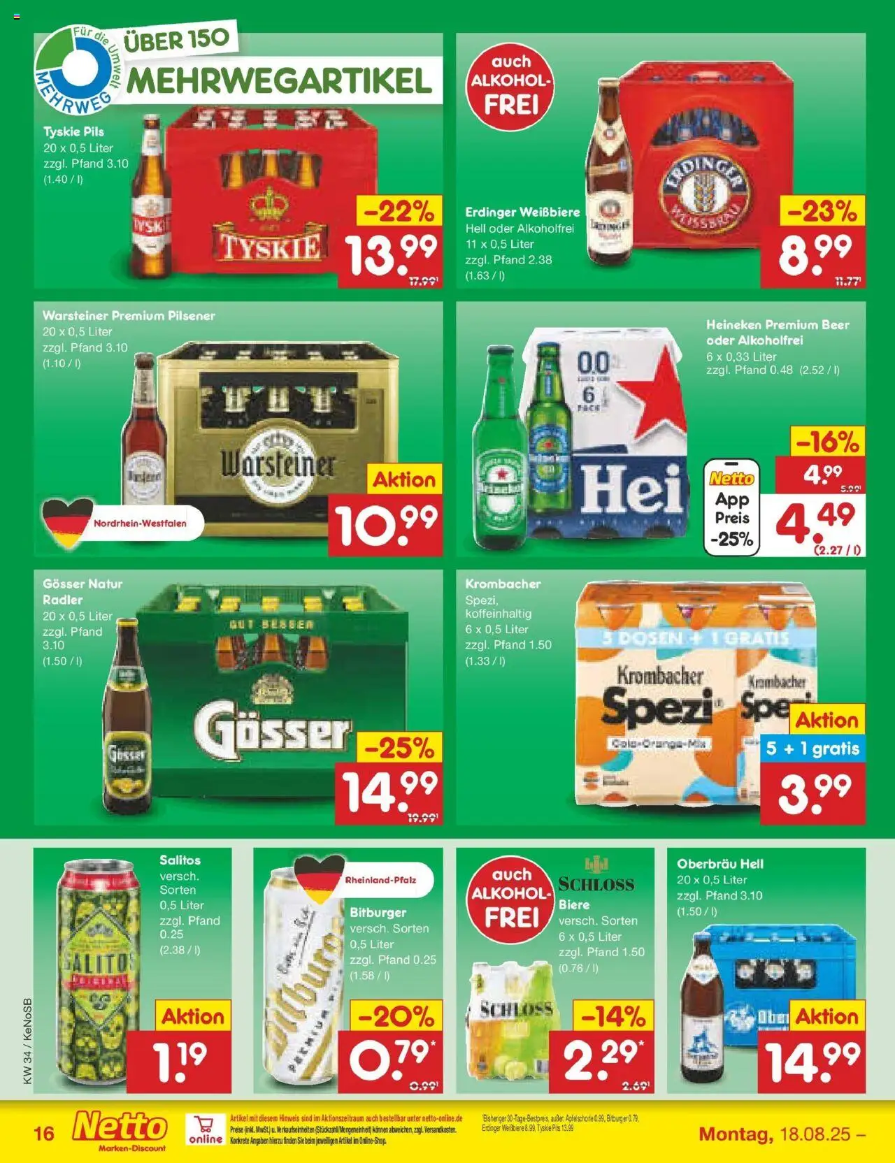 Netto Marken-Discount prospekt Bonn	 - gültig ab dem 18.08.2025 | Seite: 24 | Produkte: Pils, Radler, Warsteiner, Krombacher