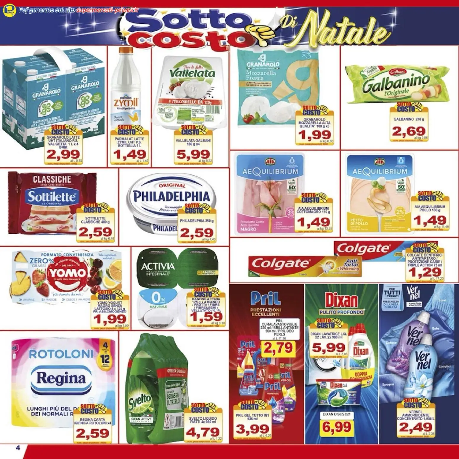 Volantino Pewex del 08.12.2025 | Pagina: 4 | Prodotti: Yogurt, Pollo, Lavatrice, Bottiglia