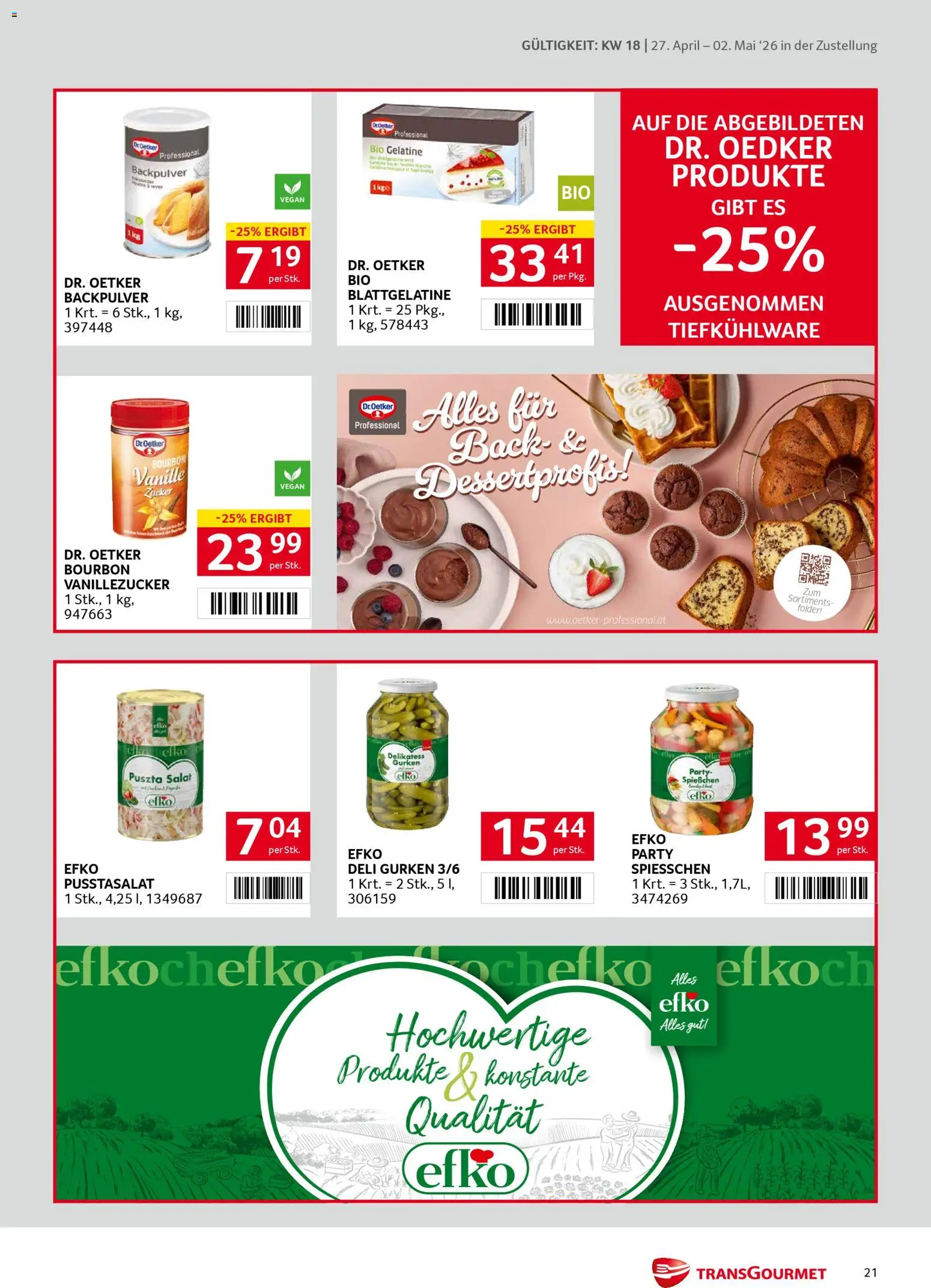 Transgourmet Zustellaktion gültig ab 27.04.2026 | Seite: 21 | Produkte: Gurken, Salat, Zucker, Bourbon