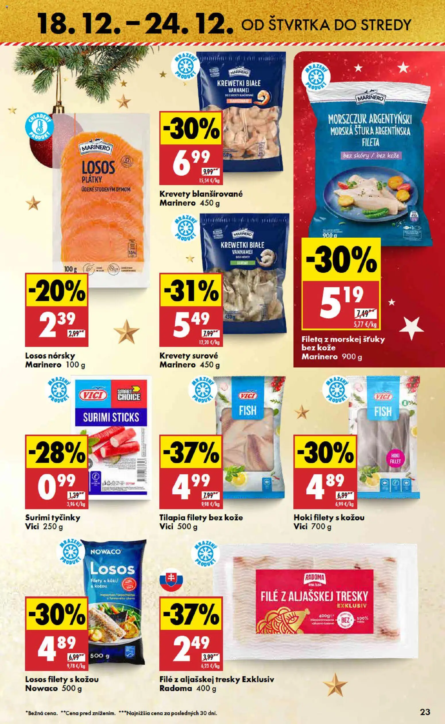 Nové Biedronka akcie – leták je platný od 18.12.2025 | Strana: 23 | Produkty: Krevety, Losos