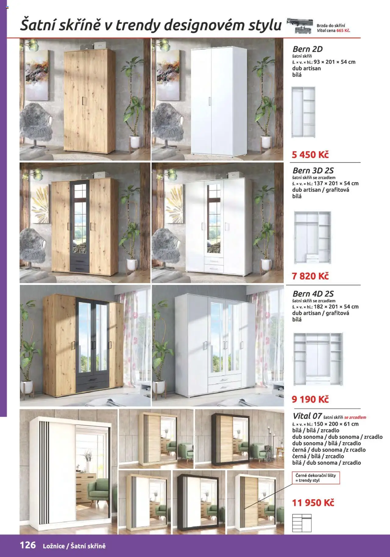 ORFA nábytek katalog 2024-2025 od 15.08.2024 | Strana: 126 | Produkty: Skříně, Šatní skříň, Zrcadlo, Šatní skříně