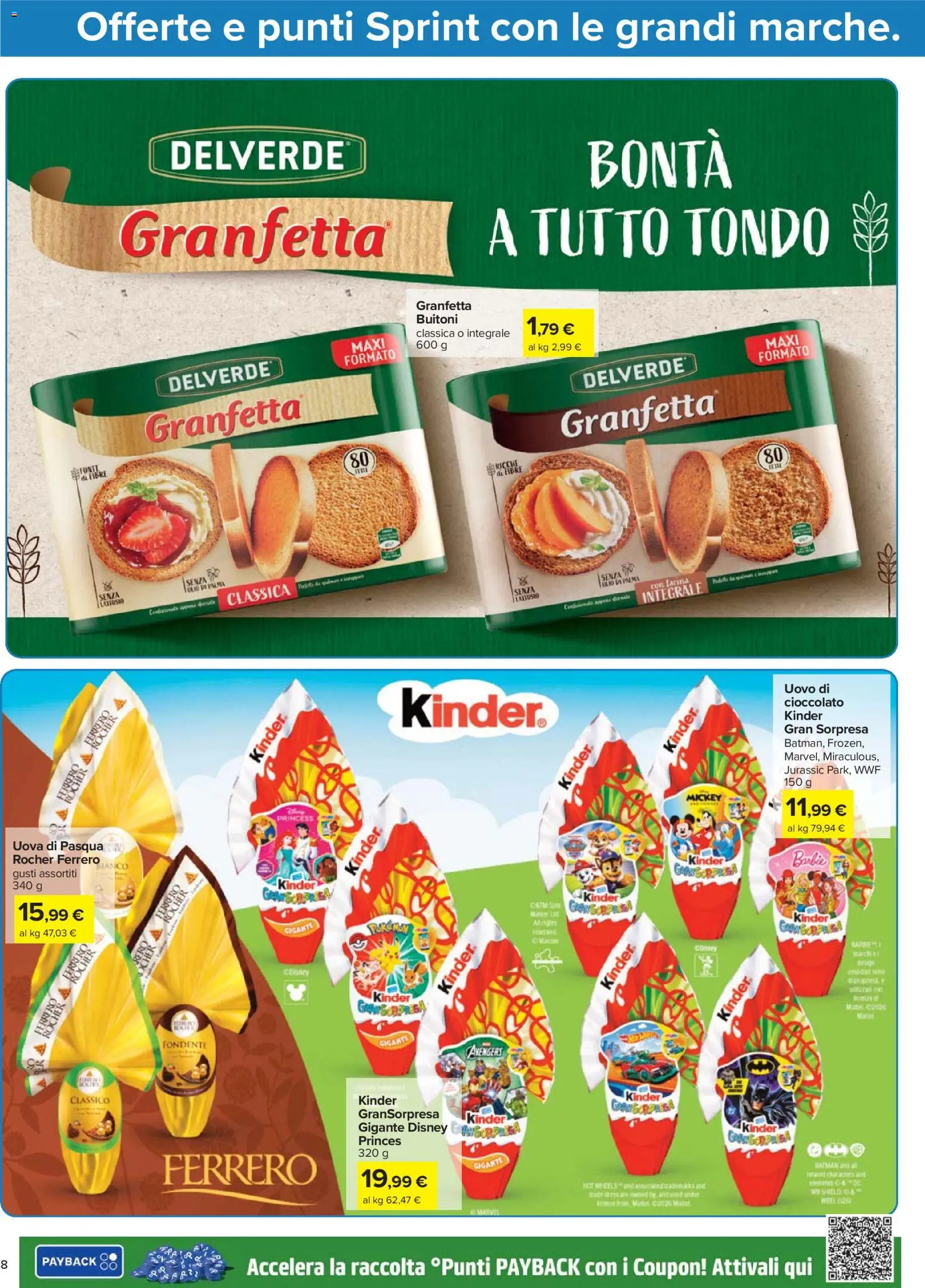 Volantino Carrefour del 24.03.2026 | Pagina: 8 | Prodotti: Uova, Cioccolato, Olio, Farina