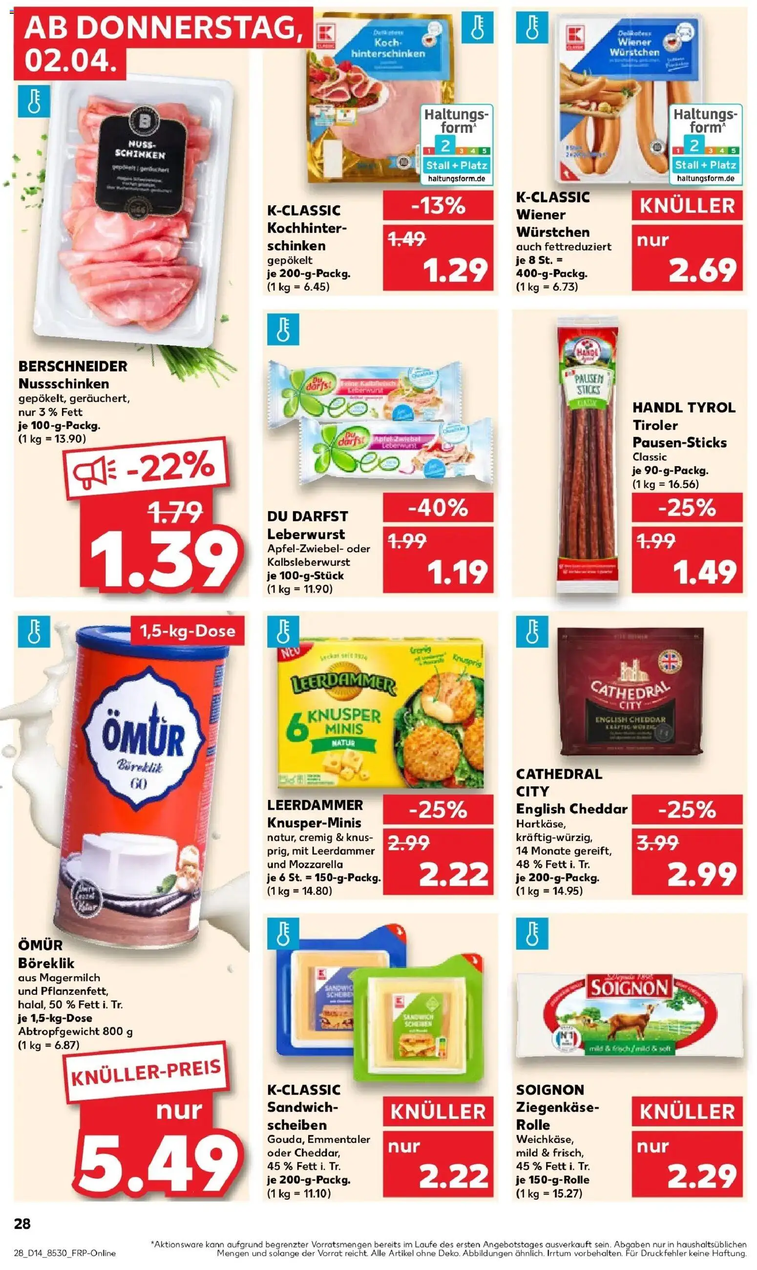 Kaufland Prospekt Schorndorf	 – gültig ab 30.03.2026 | Seite: 42 | Produkte: Wiener wurstchen, Mozzarella, Ziegenkäse, Schinken