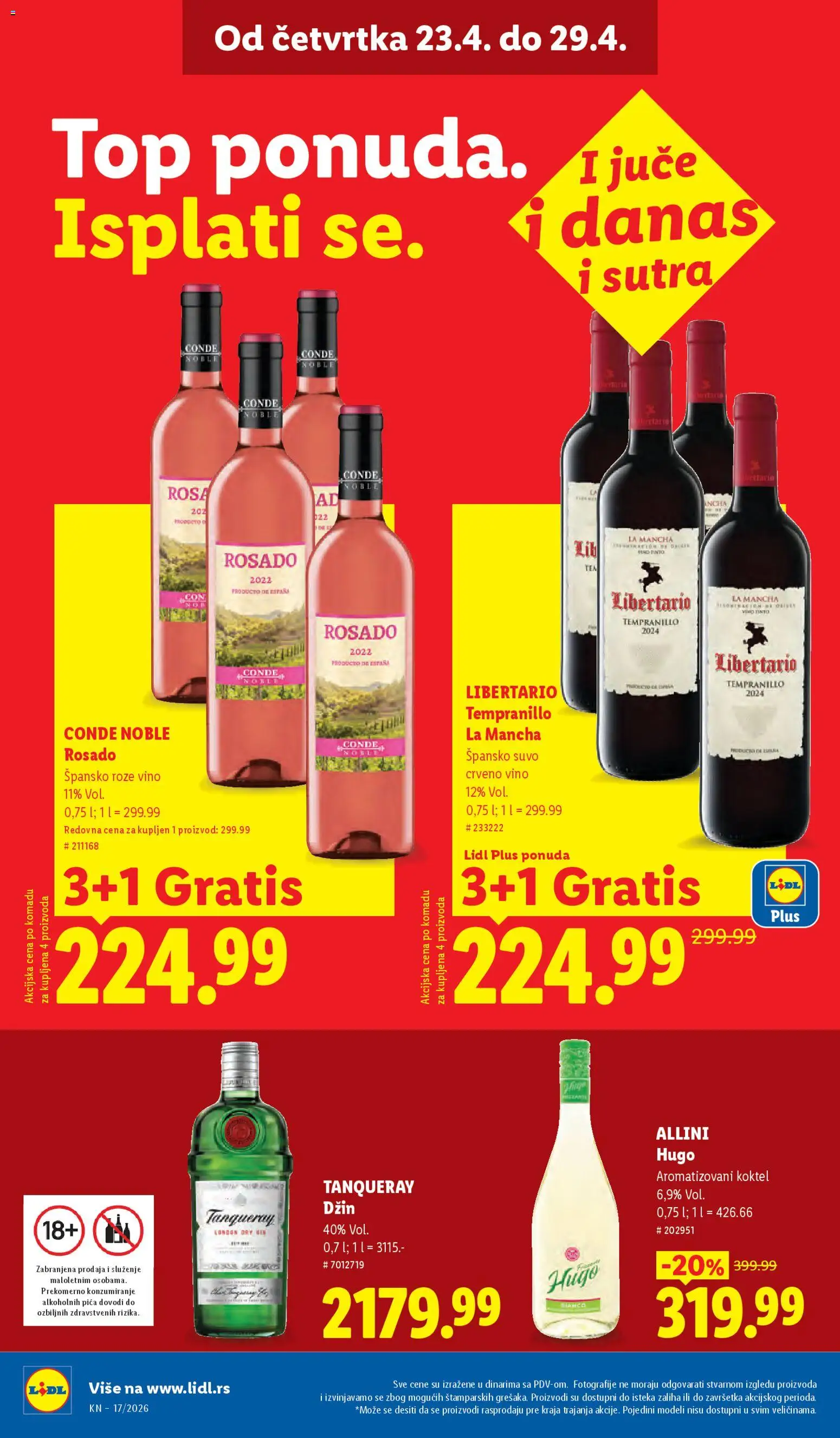 Lidl katalog - važi od 23.04.2026 | Strana: 38 | Proizvode: Dry gin, Pica, Vino, Roze vino
