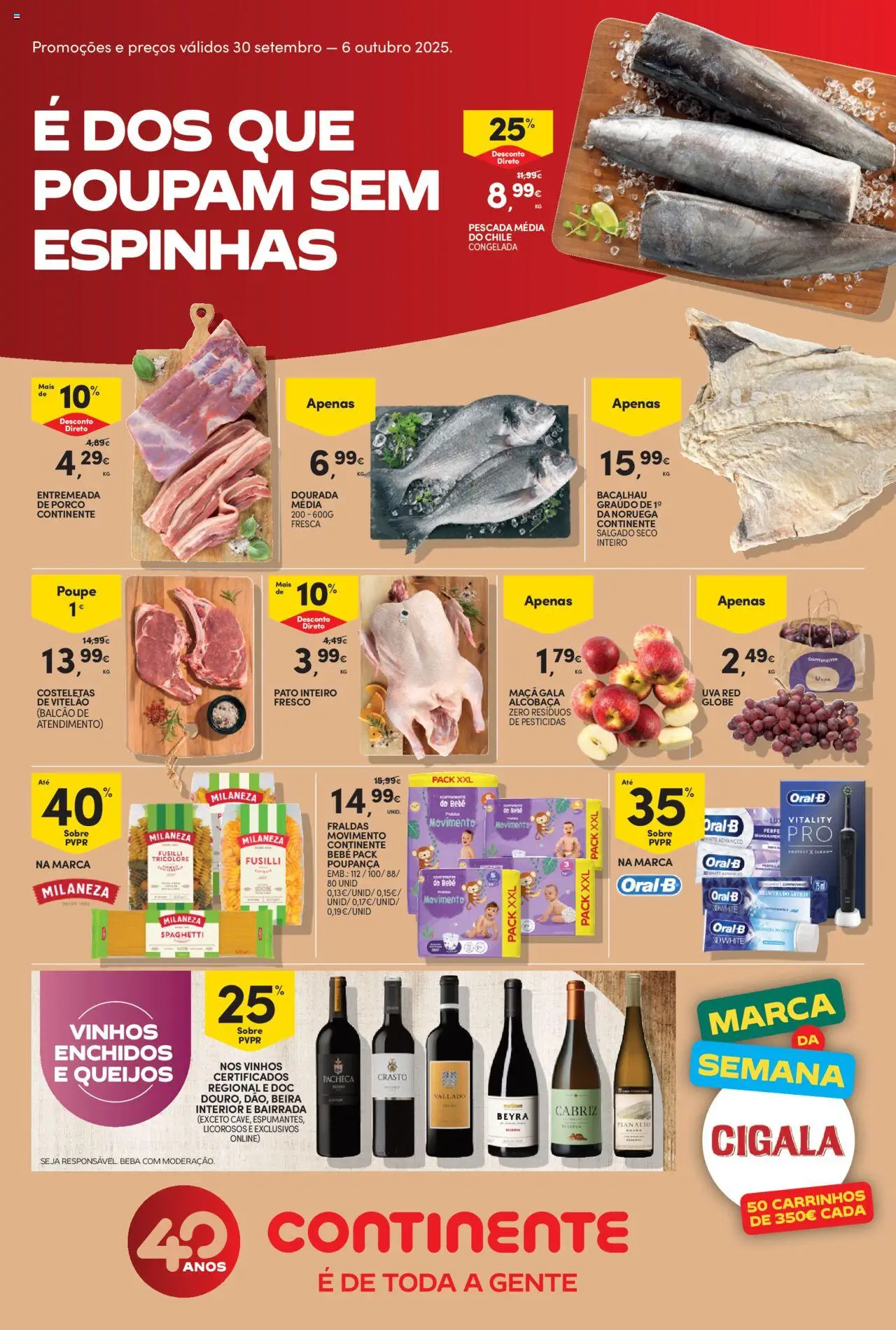 Continente Semanal Continente Bom Dia │ válido de 30.09.2025 | Página: 1 | Produtos: Bacalhau, Fraldas, Pescada, Base