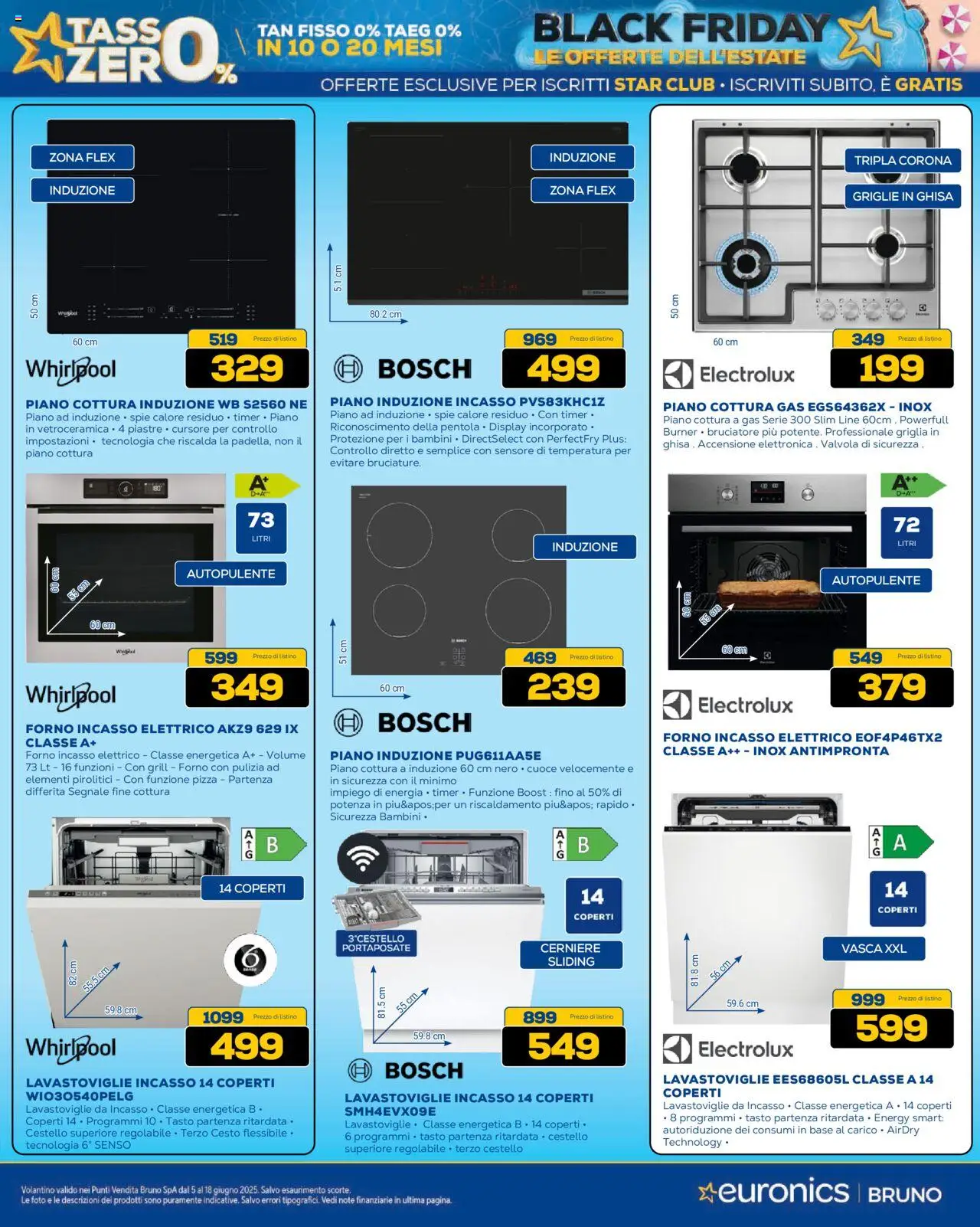 Volantino Euronics del 05.06.2025 | Pagina: 21 | Prodotti: Piano cottura, Forno, Griglia, Piano cottura induzione