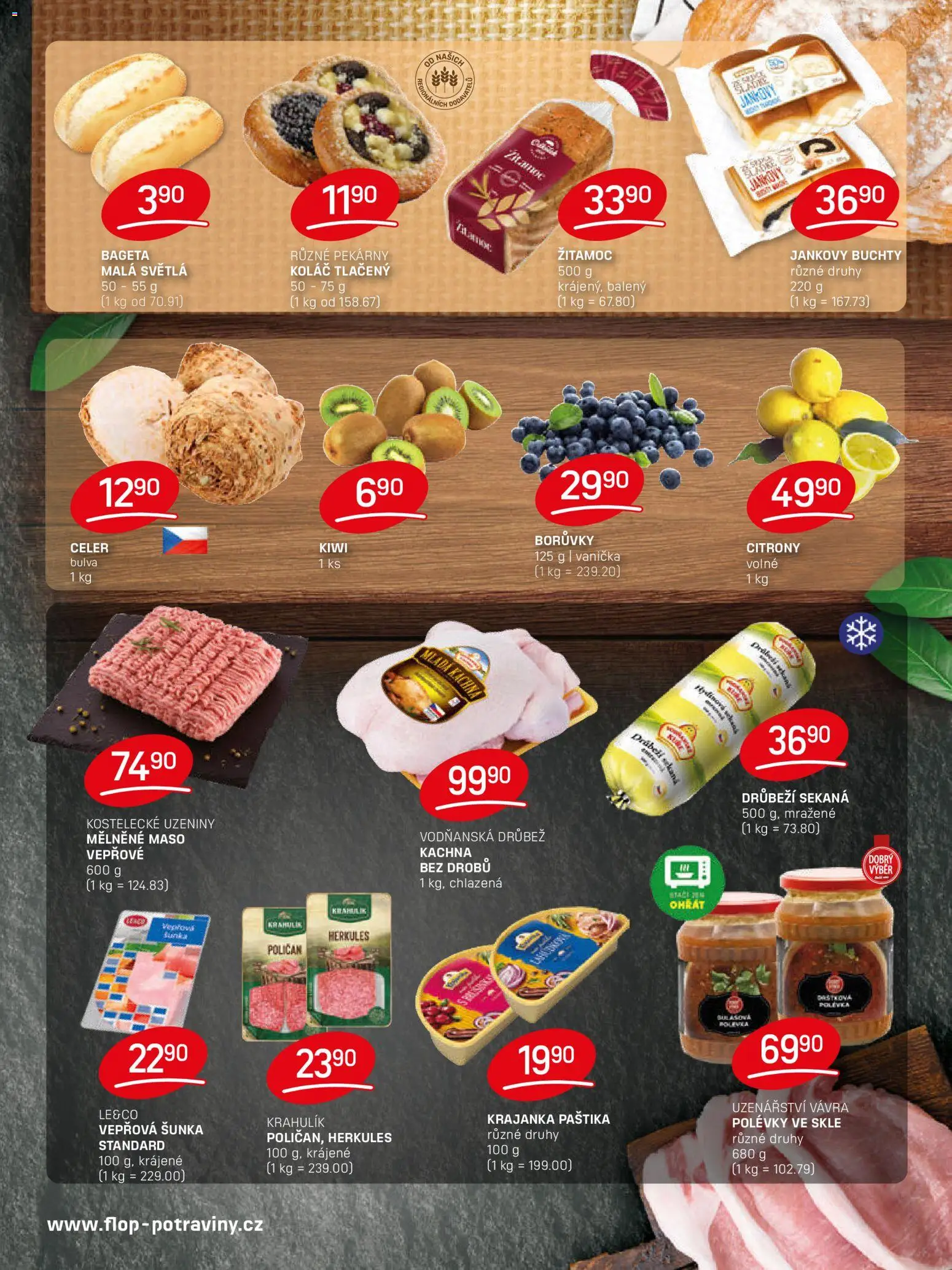 Flop leták od 14.01.2026 | Strana: 3 | Produkty: Sekaná, Uzeniny, Citróny, Kachna