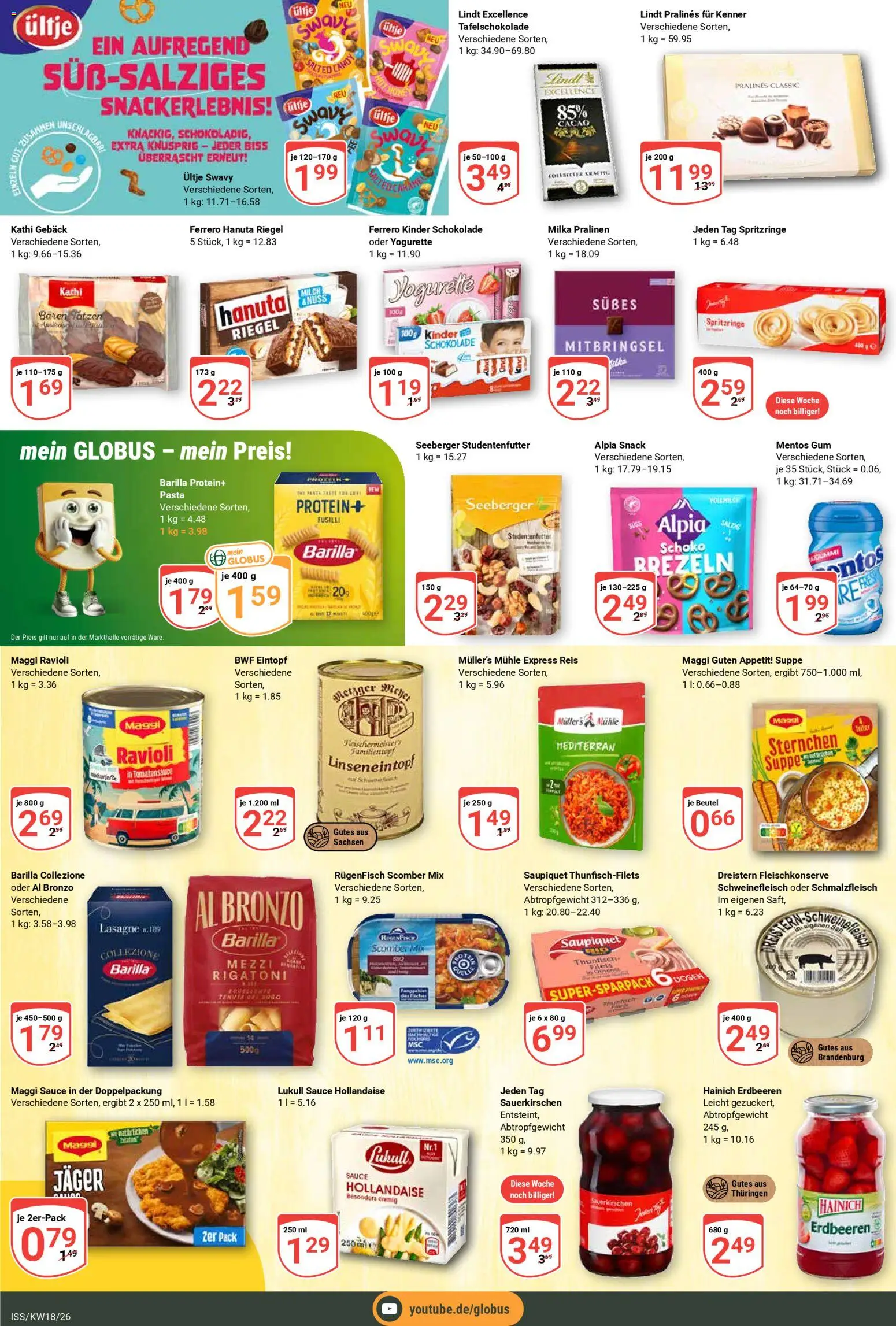 Globus Prospekt 	 – gültig ab 27.04.2026 | Seite: 18 | Produkte: Kinder schokolade, Mühle, Yogurette, Pasta
