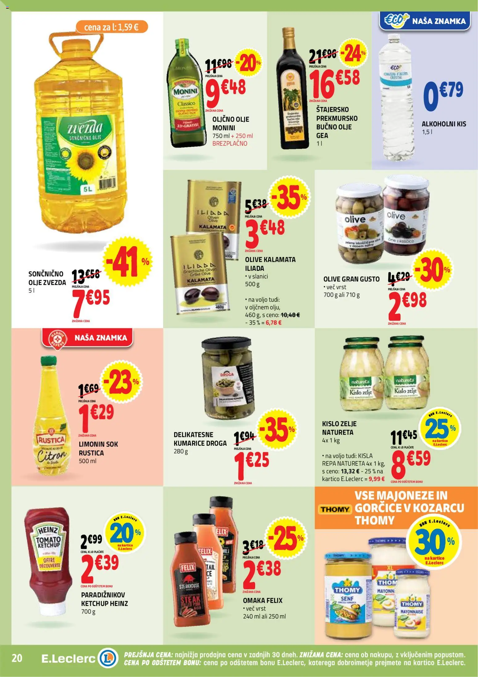 Novi E.leclerc katalog ponudbe – veljaven od 26.11.2025 | Stran: 20 | Izdelki: Olive, Sok, Kumarice, Omaka