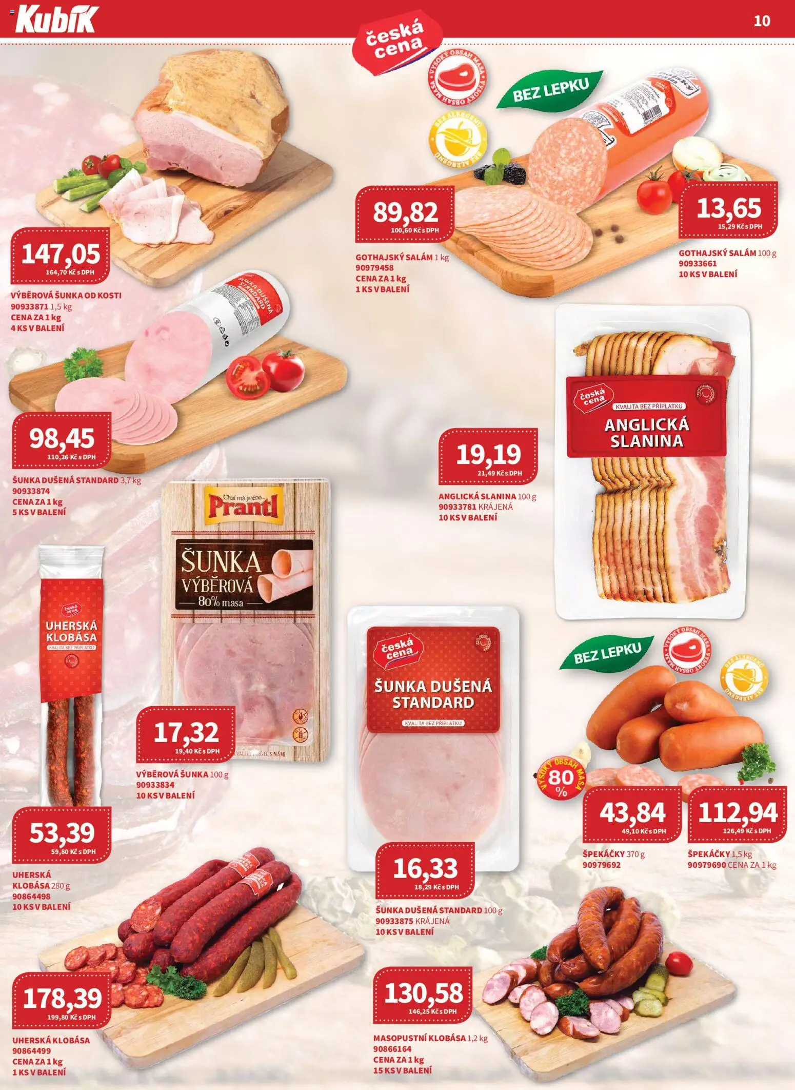 Kubík leták - Velkoobchod 03/2026 od 01.03.2026 | Strana: 10 | Produkty: Salám, Šunka, Špekáčky, Klobása