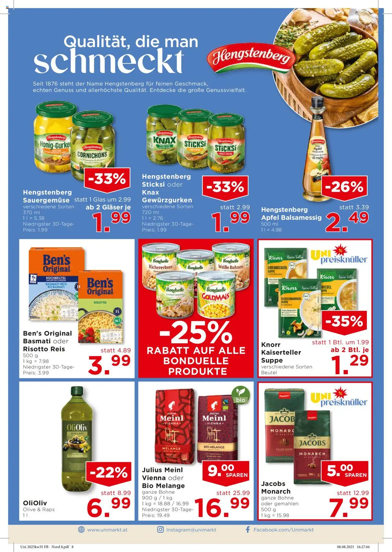 Unimarkt Ost gültig ab 27.08.2025 | Seite: 8 | Produkte: Äpfel, Reis