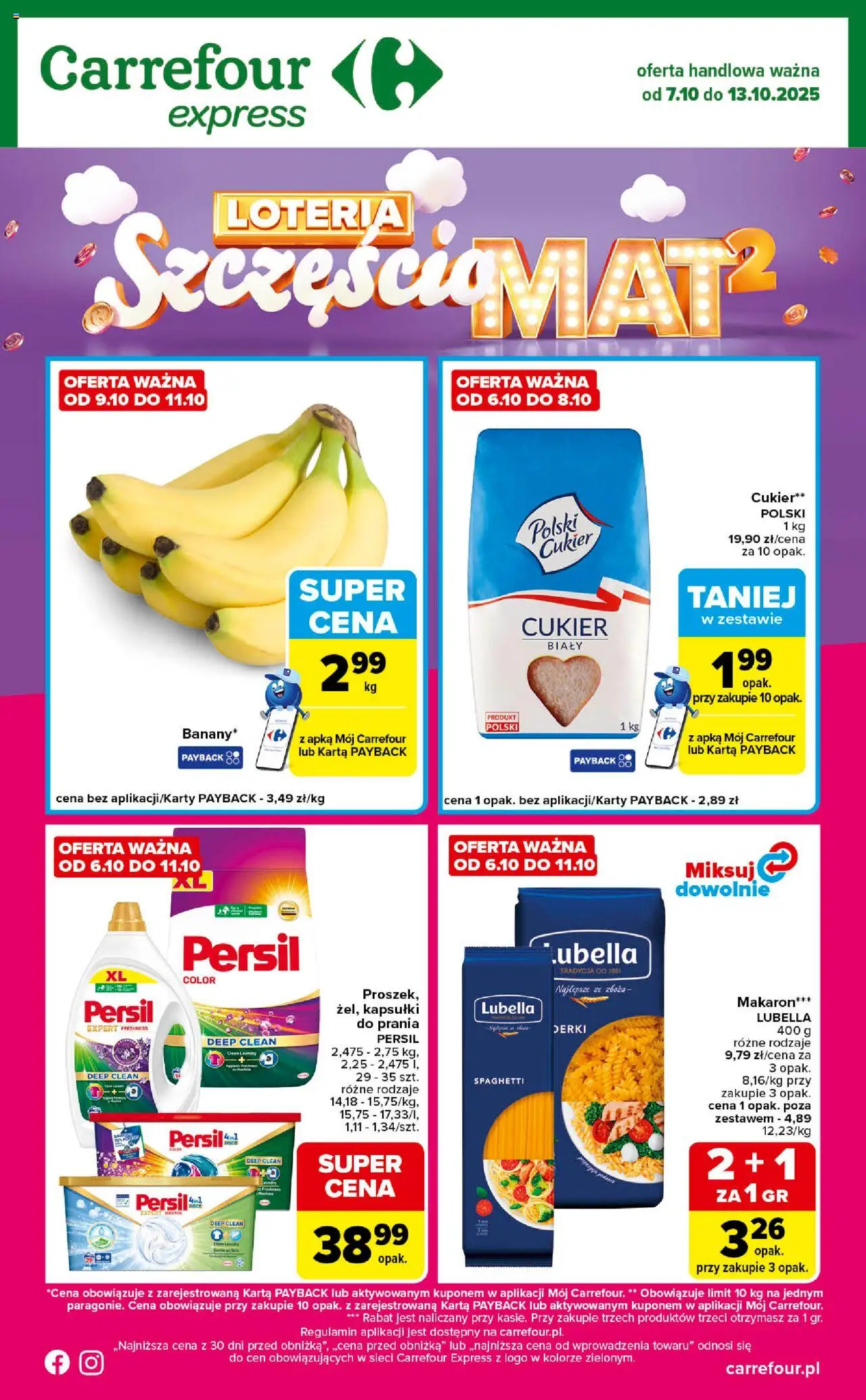 Carrefour Gazetka - Express II od 07.10.2025 | Strona: 1 | Produkty: Karta, Persil, Makaron, Cukier