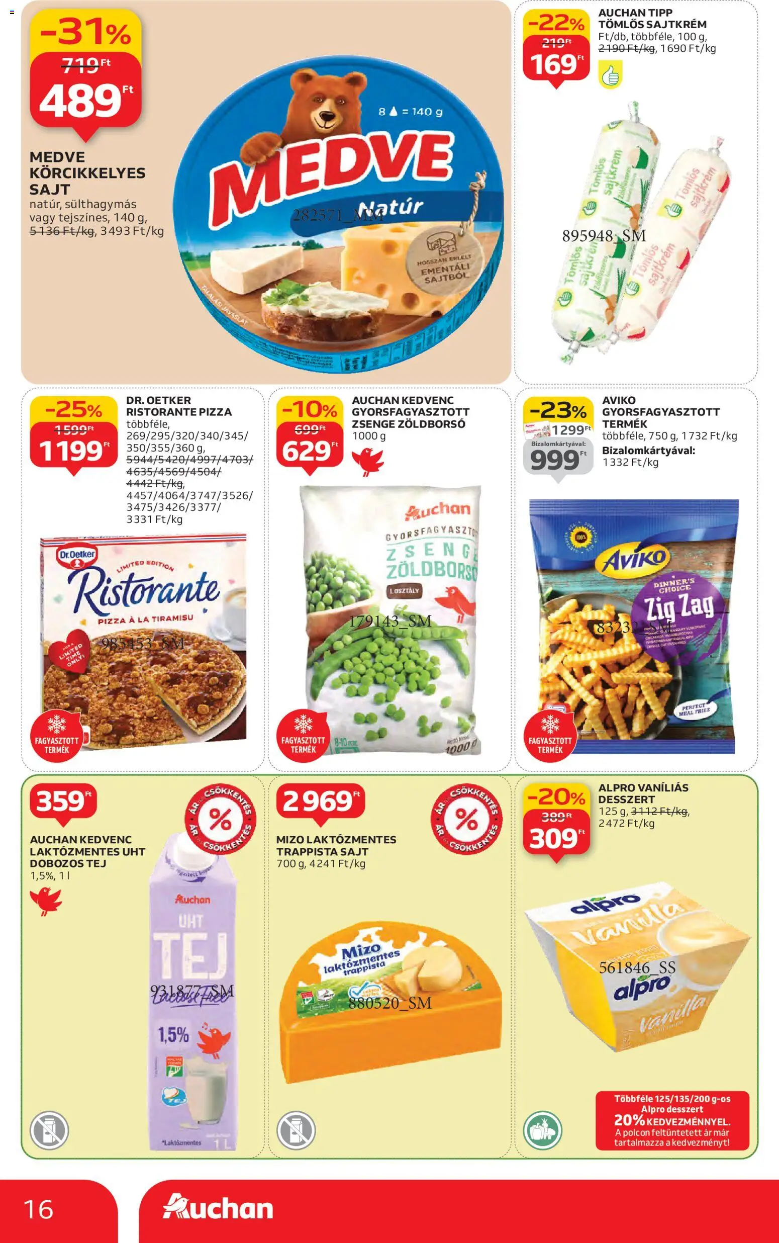 Auchan akciós ujság - amely érvényes a következő dátumtól: 30.10.2025 | Oldal: 16 | Termékek: Alpro, Sajt, Pizza, Trappista sajt