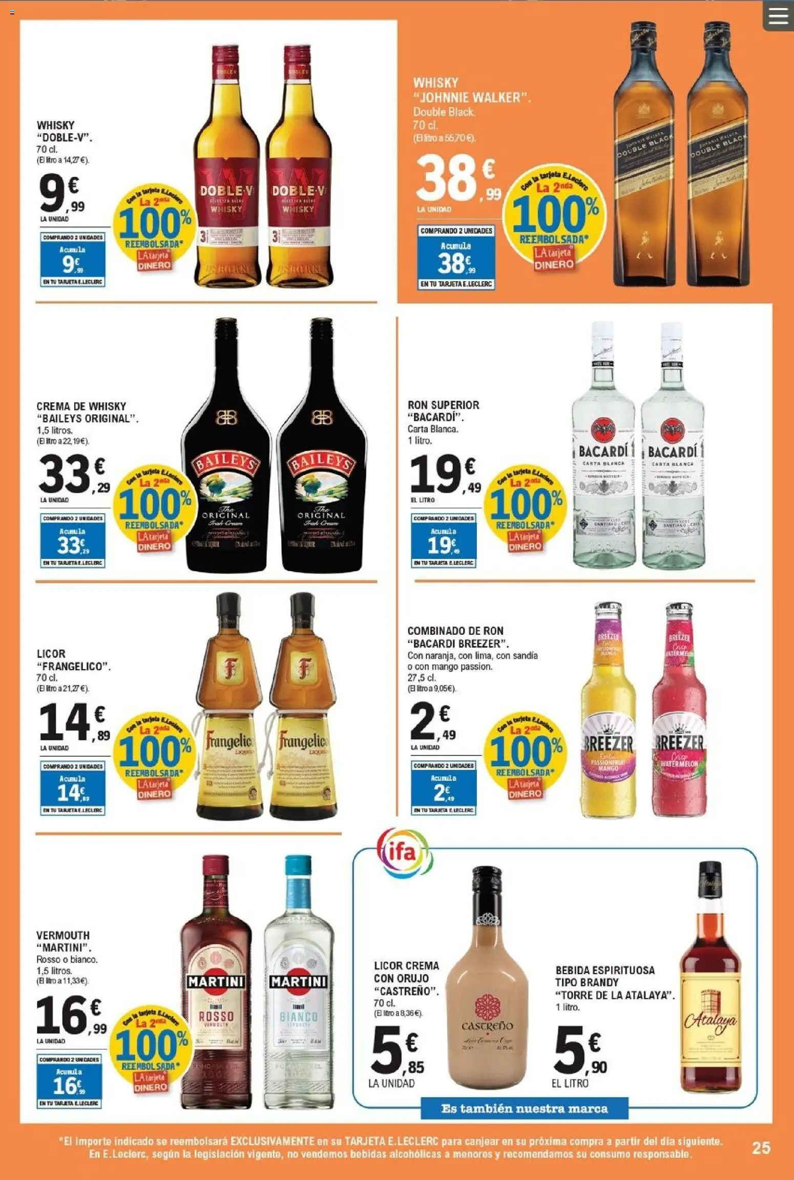E.Leclerc folleto │ válido desde el 22.04.2026 | Página: 25 | Productos: Licor, Ron, Whisky, Sandía