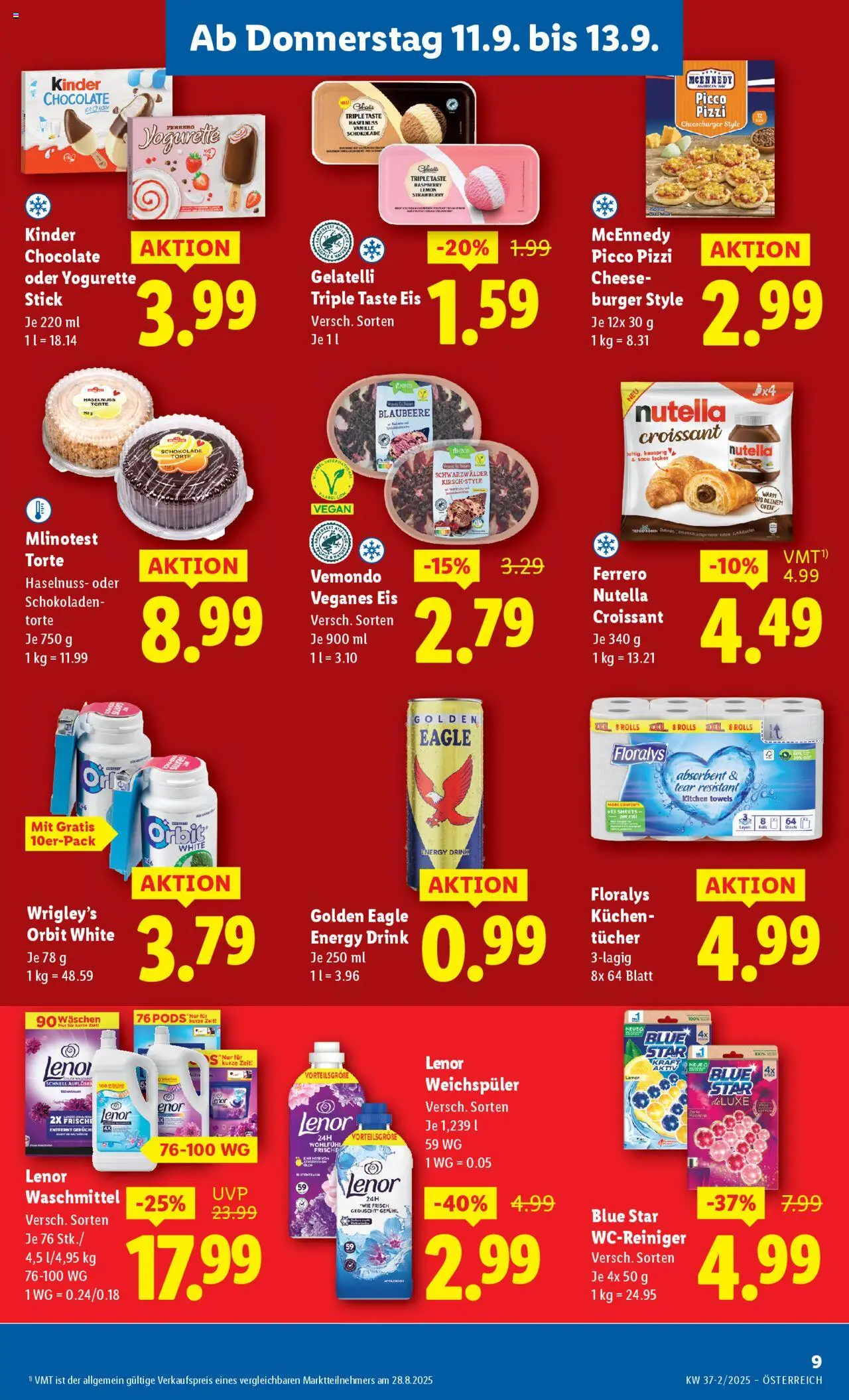 Lidl Flugblatt gültig ab 11.09.2025 | Seite: 11 | Produkte: Eis, Ofen, Weichspüler, Waschmittel