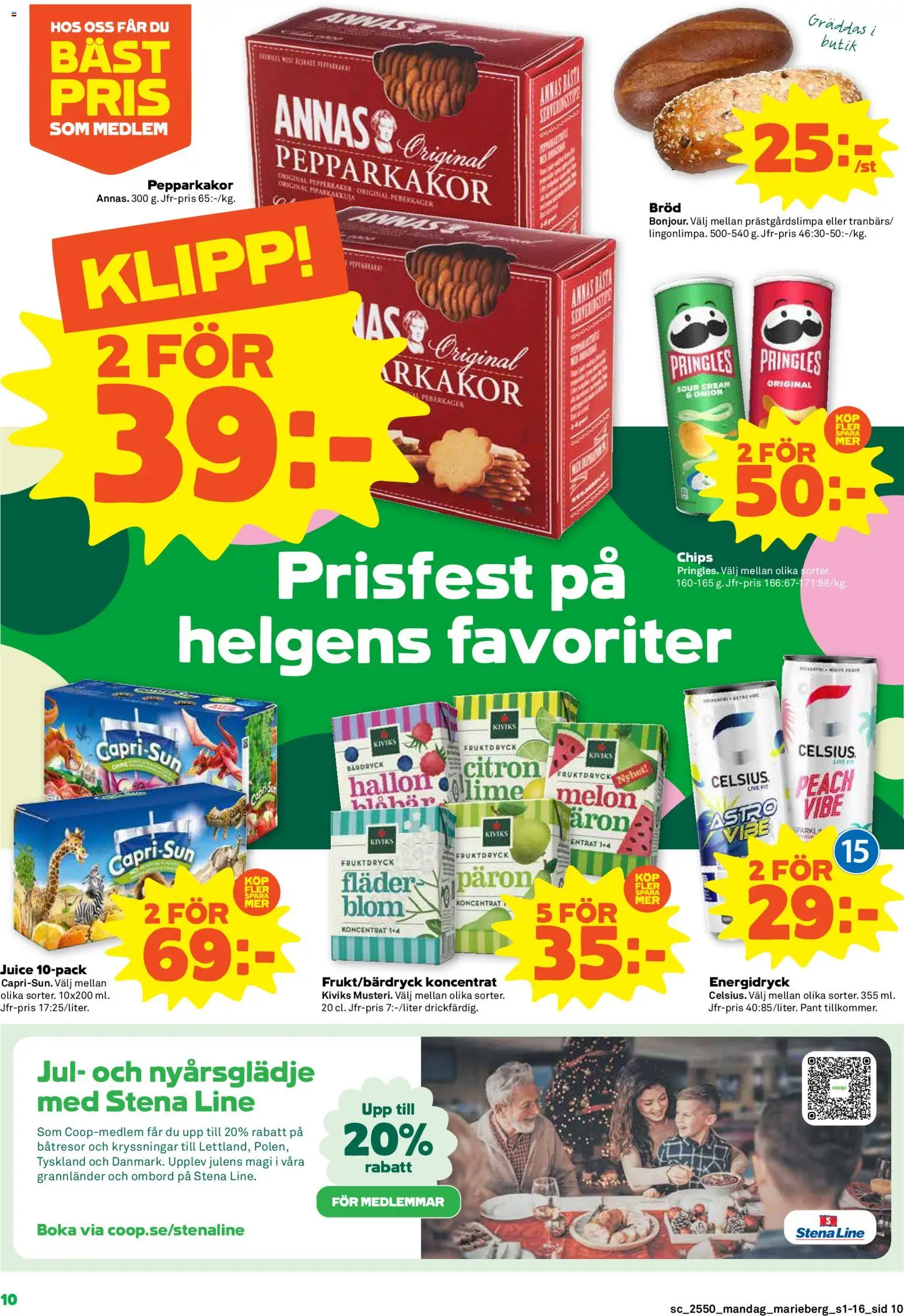 Coop Forum reklamblad aktuell från 08.12.2025 | Sida: 10 | Produkter: Chips, Bröd, Juice, Lime