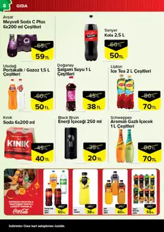 10.02.2026 tarihinden itibaren geçerli olan Onur Market kataloğu önizlemesi | Sayfa: 8 | Ürünler: Şalgam, Enerji içeceği, Sprite, Ice tea