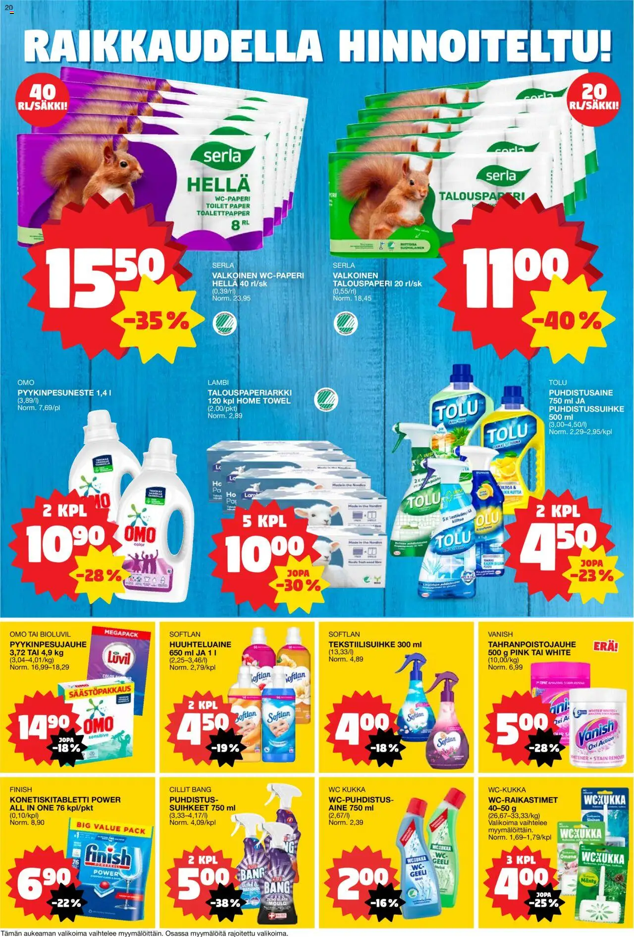  | Sivu: 20 | Tuotteet: Hella, Wc-paperi, WC, Puhdistussuihke