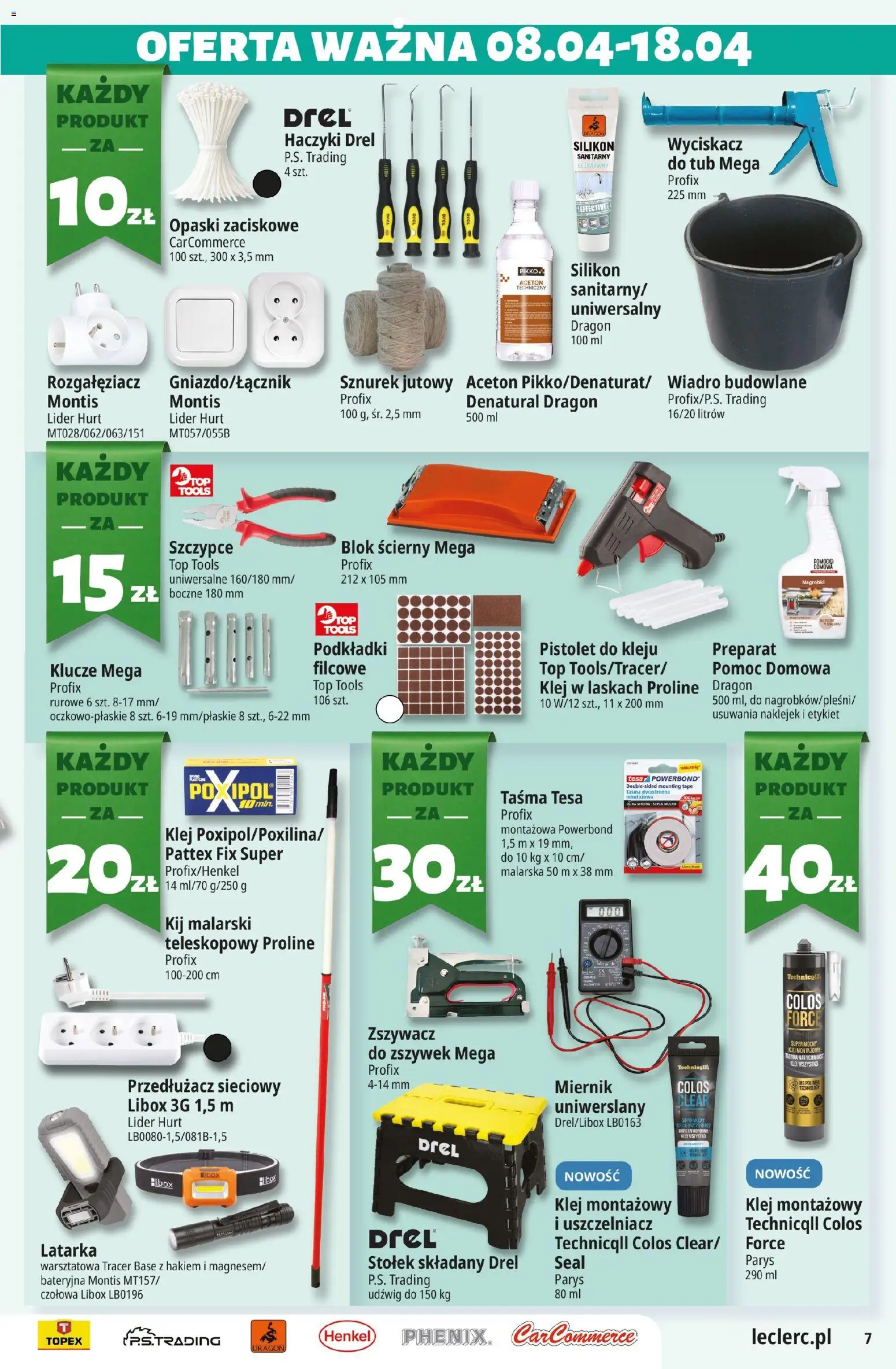 E.Leclerc gazetka - Wrocław od 08.04.2026 | Strona: 7 | Produkty: Top, Przedłużacz, Aceton