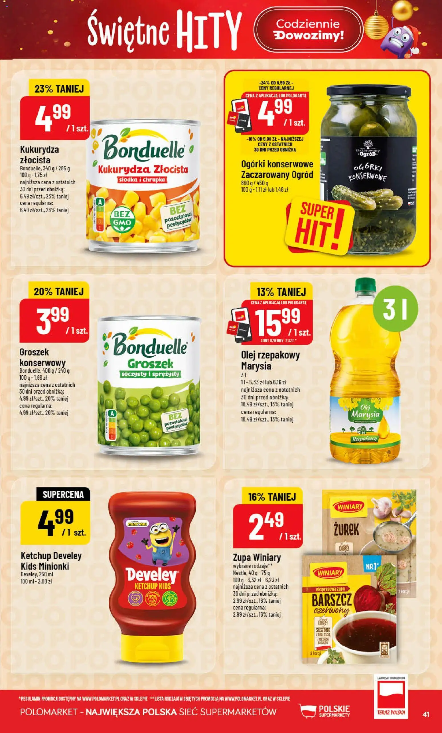 POLOmarket Gazetka od 12.11.2025 | Strona: 41 | Produkty: Groszek, Kukurydza, Olej, Ogórki konserwowe