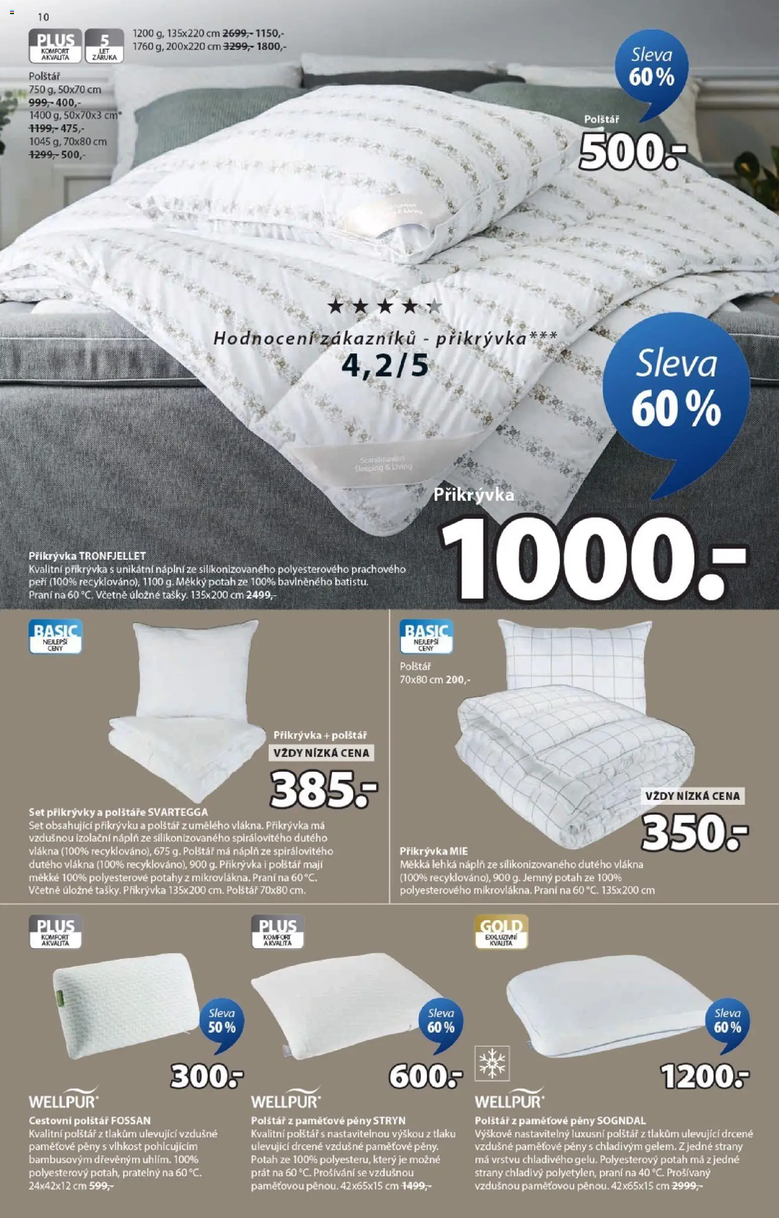 JYSK leták od 04.02.2026 | Strana: 10 | Produkty: Polštáře, Cestovní polštář, Polštář, Přikrývka
