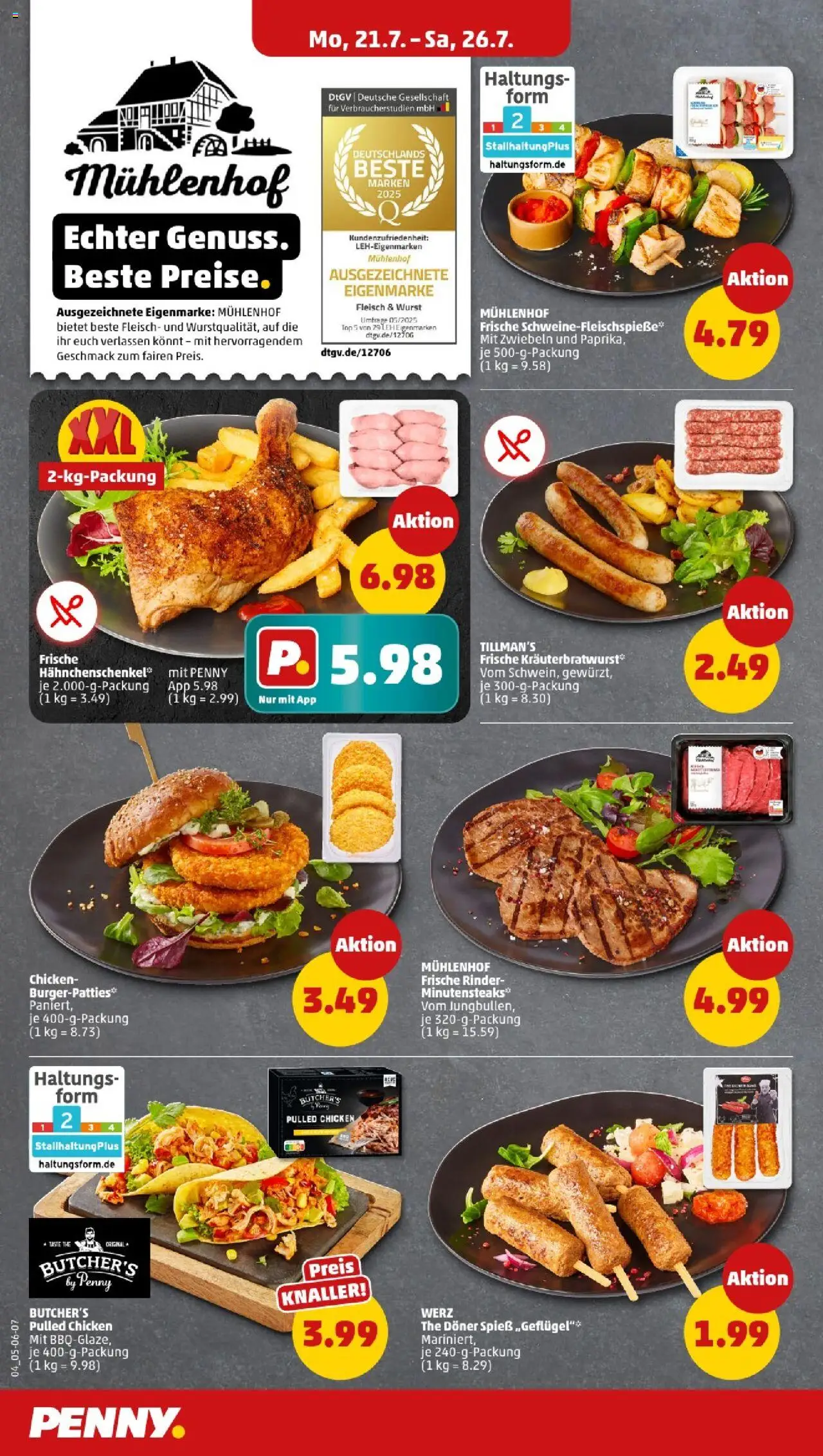 Penny - Saarland  - gültig ab dem 21.07.2025 | Seite: 4 | Produkte: Top, Hahnchenschenkel, Zwiebeln, Paprika
