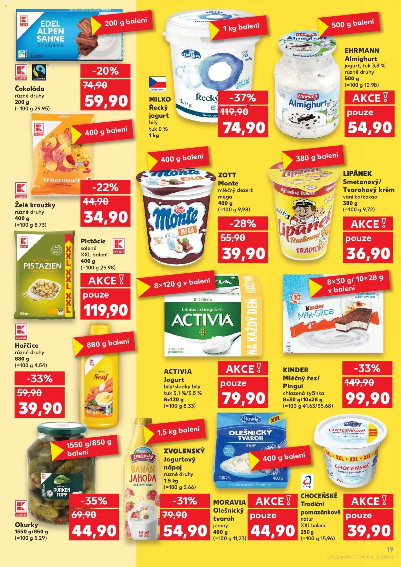 Kaufland leták od 11.03.2026 | Strana: 19 | Produkty: Milko řecký jogurt, Pistácie, Tvaroh, Jogurtový nápoj