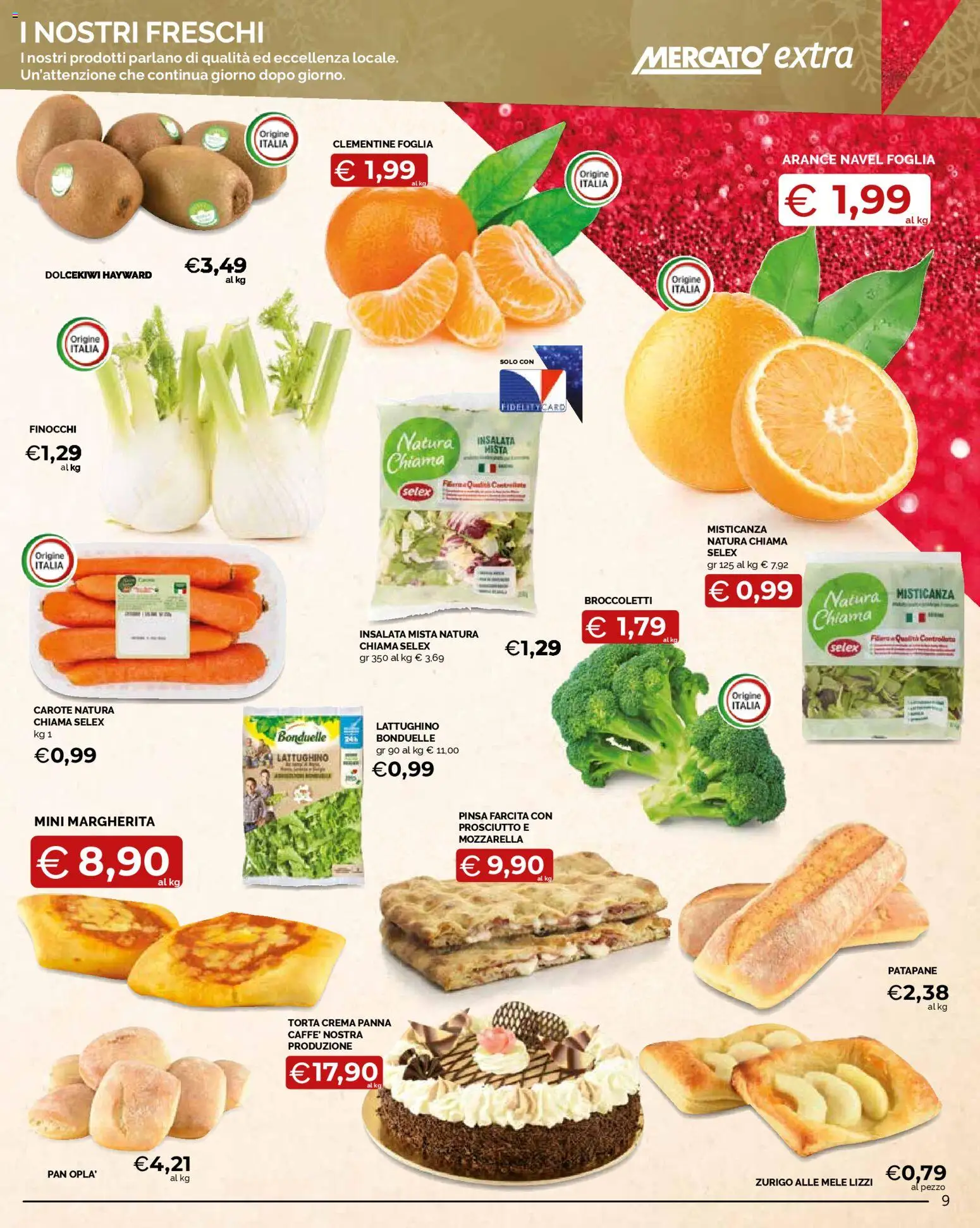 Volantino Mercatò del 04.12.2025 | Pagina: 9 | Prodotti: Misticanza, Arance, Mozzarella, Broccoletti