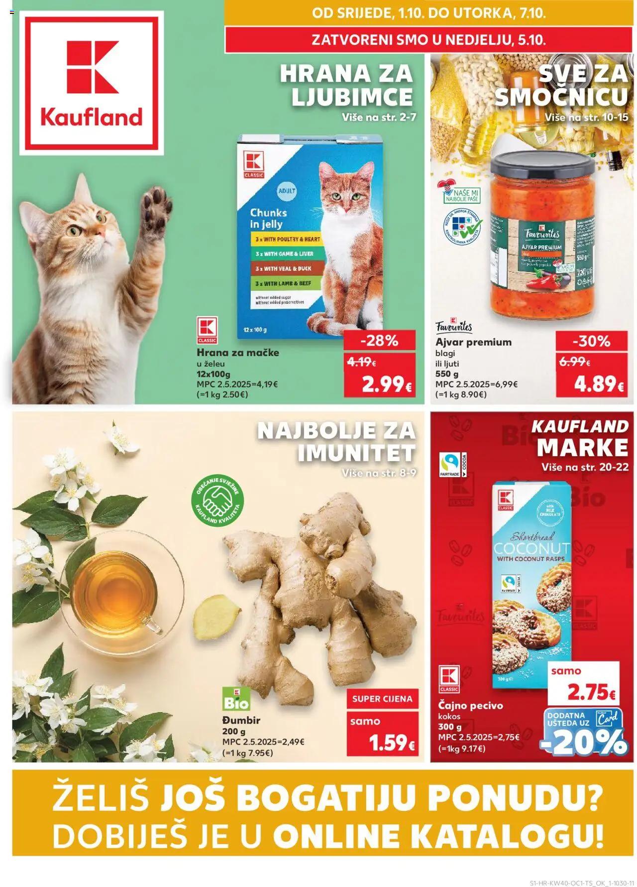 Kaufland katalog | vrijedi od 01.10.2025 | Stranica: 1 | Proizvodi: Ajvar, Hrana za mačke, Pecivo, Đumbir