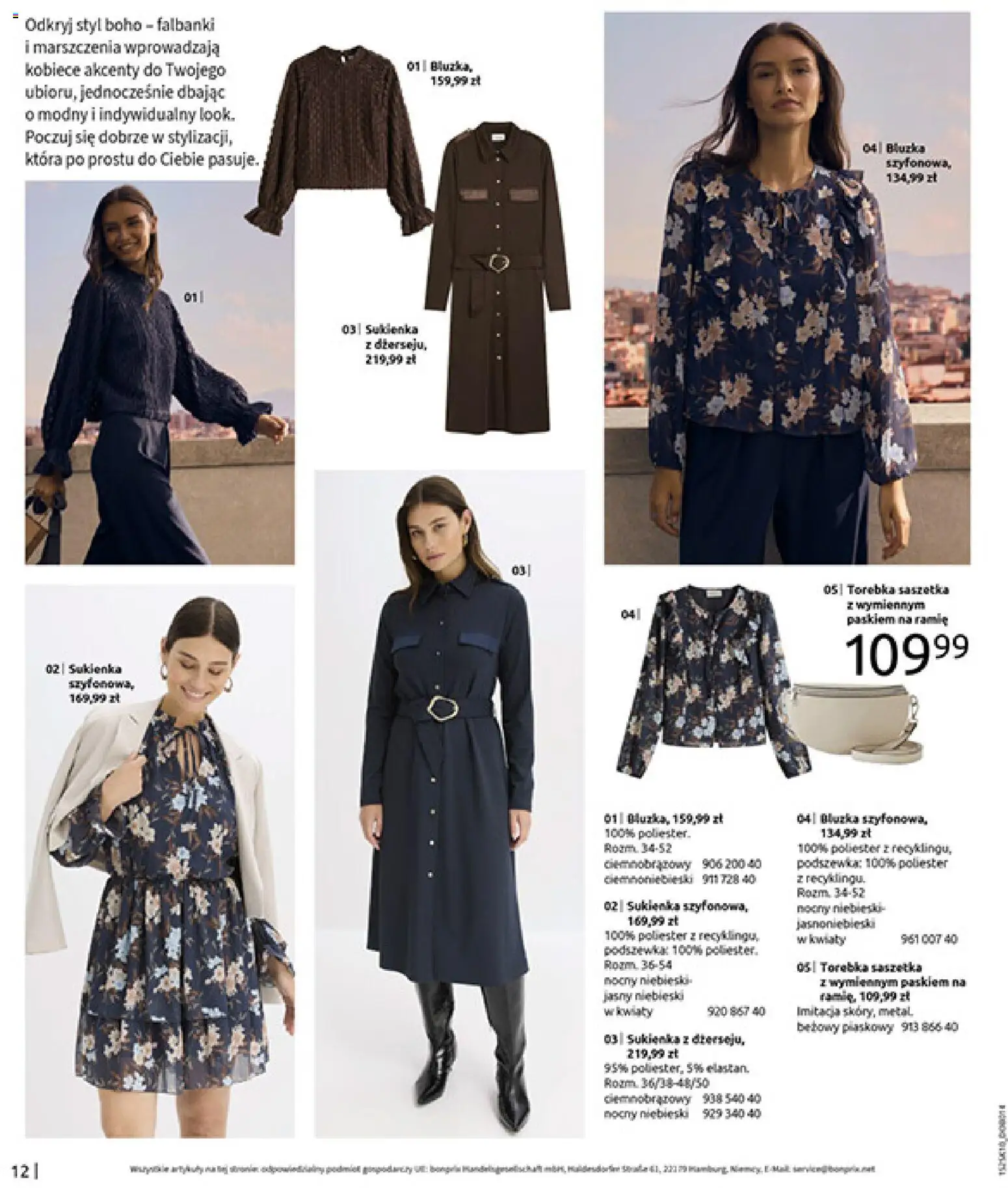 BonPrix Katalog - W Jesiennym Nastroju od 04.11.2025 | Strona: 14 | Produkty: Bluzka, Torebka, Sukienka