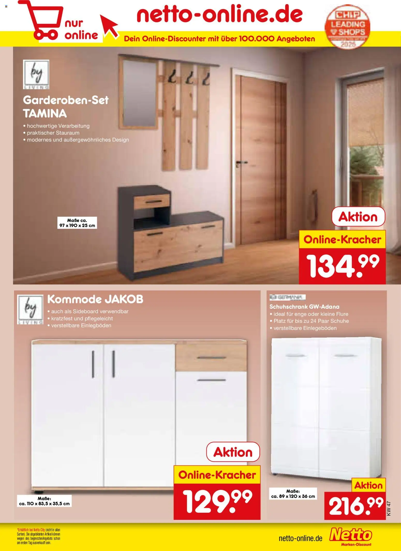 Netto Marken-Discount - Black Friday – gültig ab 17.11.2025 | Seite: 55 | Produkte: Sideboard, Kommode, Garderobenset