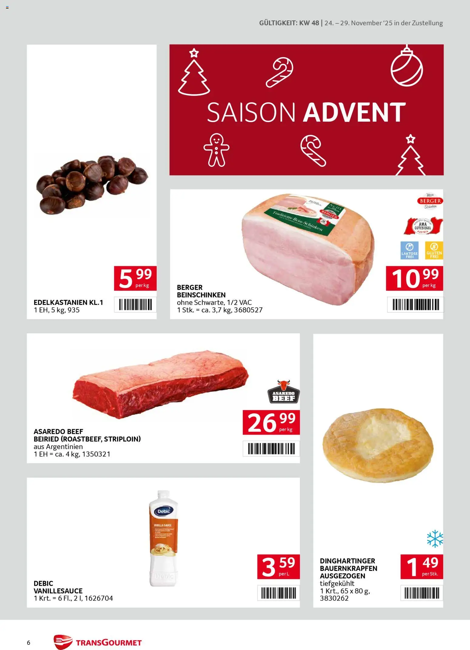Transgourmet Zustellaktion gültig ab 24.11.2025 | Seite: 6 | Produkte: Schinken