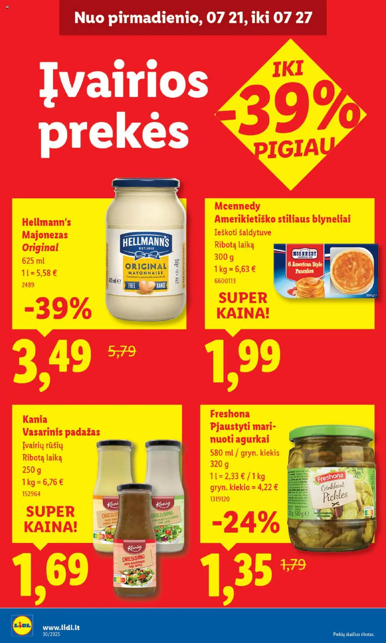 LIDL - Leidinys│galioja nuo 24.07.2025 | Puslapis: 38 | Prekių: Agurkai, Majonezas, Padažas