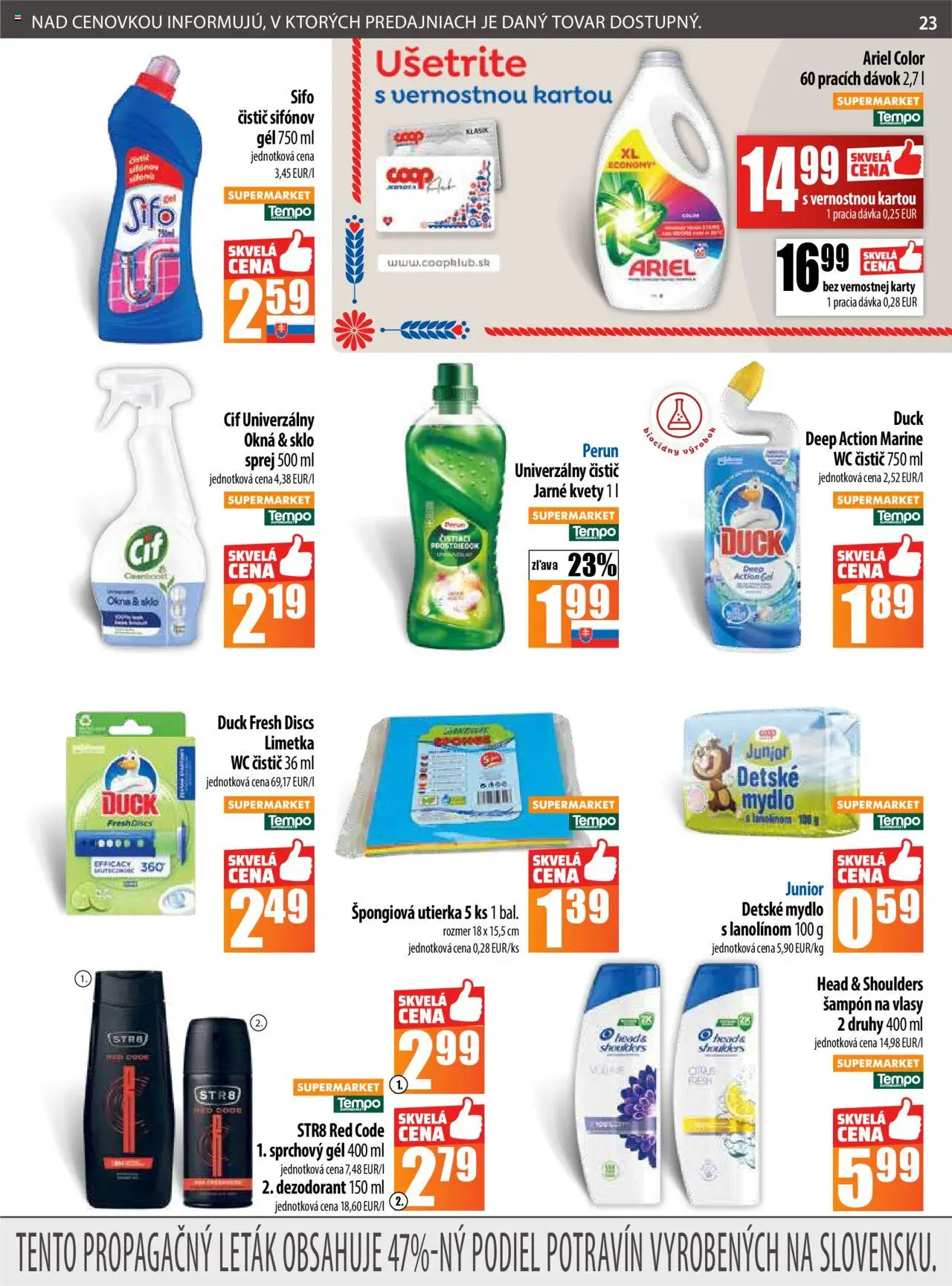 COOP Jednota leták │ platný od 31.07.2025 | Strana: 23 | Produkty: Wc, Sprchový gél, Cif, Head & Shoulders