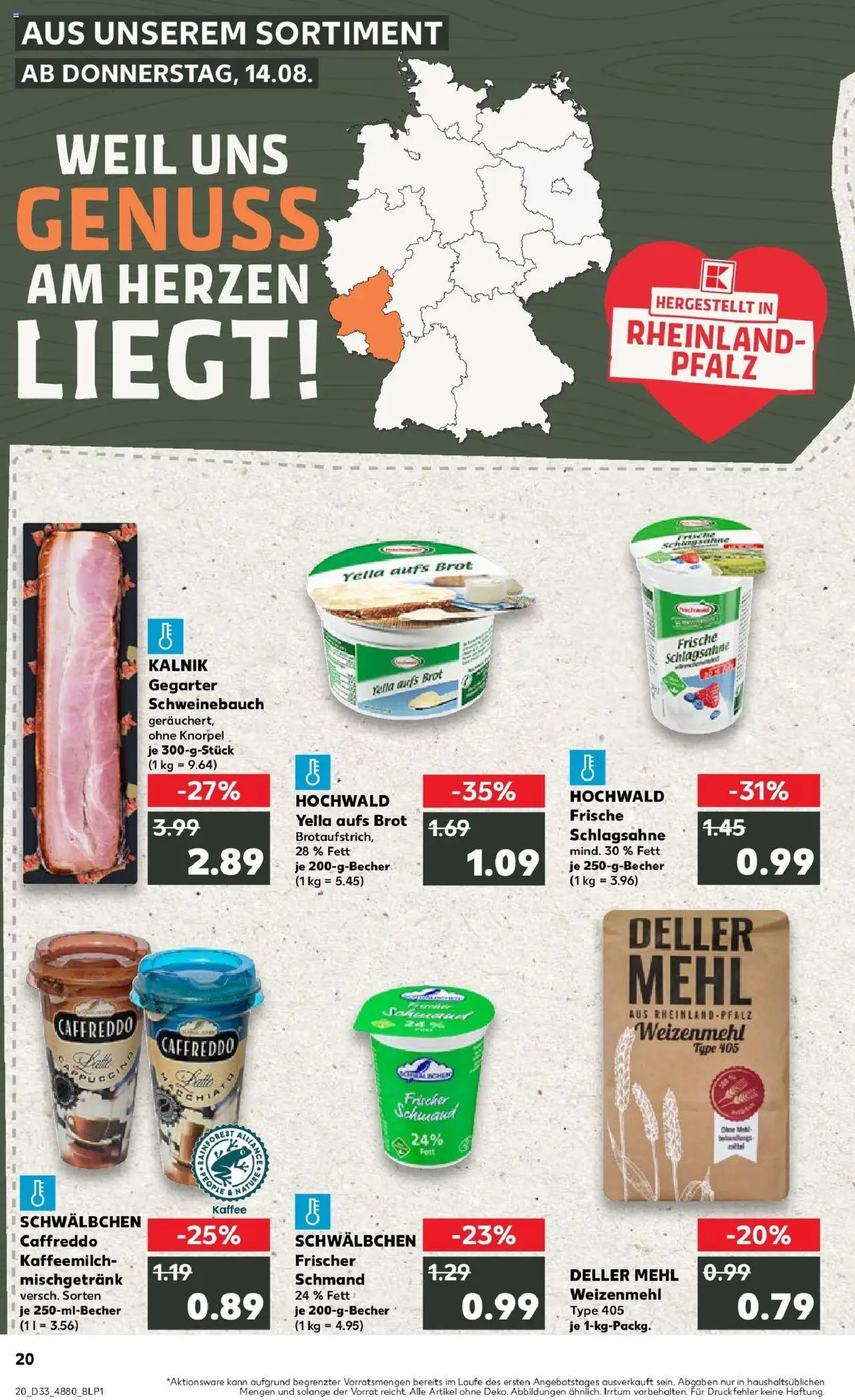 Kaufland prospekt Bendorf	 - gültig ab dem 18.08.2025 | Seite: 41 | Produkte: Schlagsahne, Schweinebauch, Brot, Mehl weizenmehl