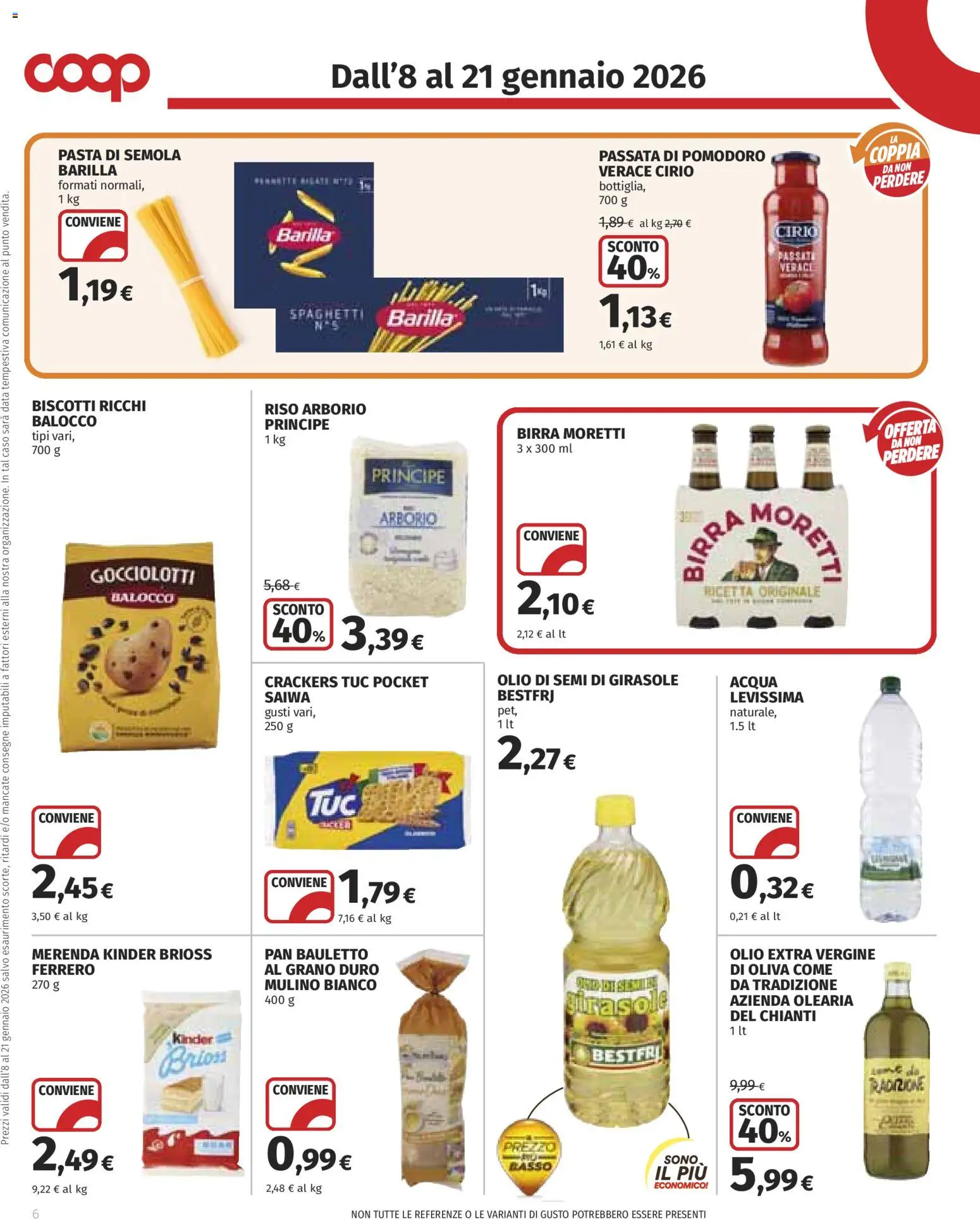 Volantino COOP del 08.01.2026 | Pagina: 6 | Prodotti: Birra, Riso, Pomodoro, Pasta