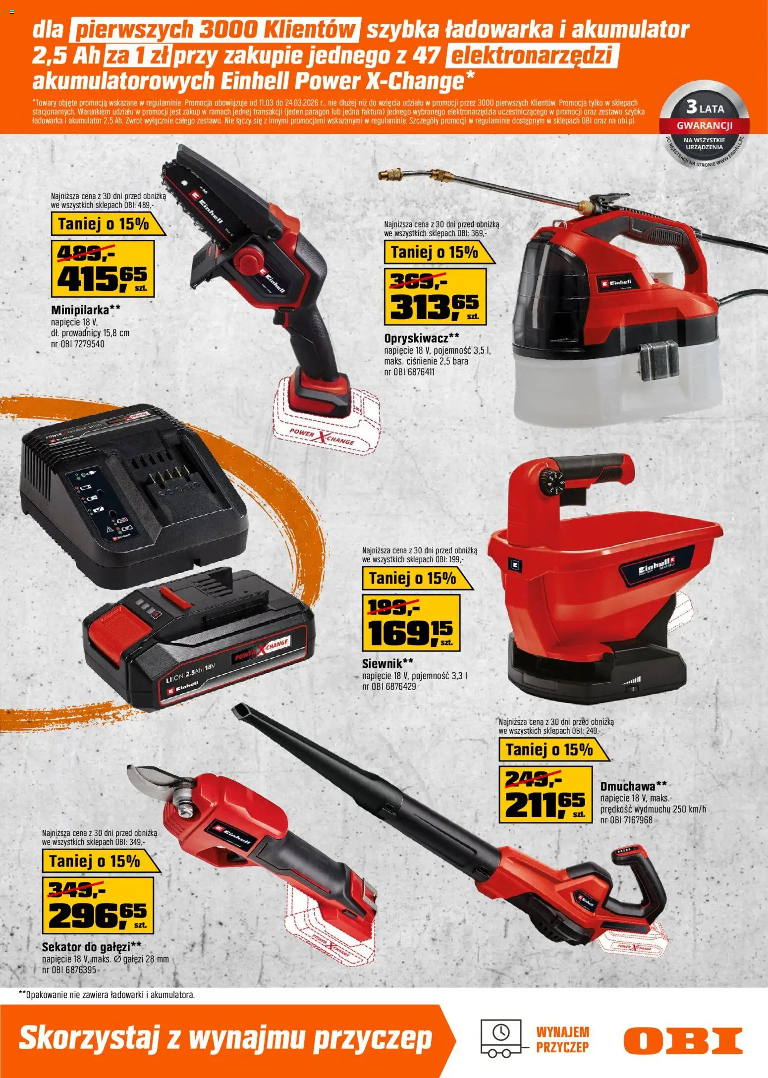OBI gazetka od 11.03.2026 | Strona: 7 | Produkty: Opryskiwacz, Ładowarka, Sekator