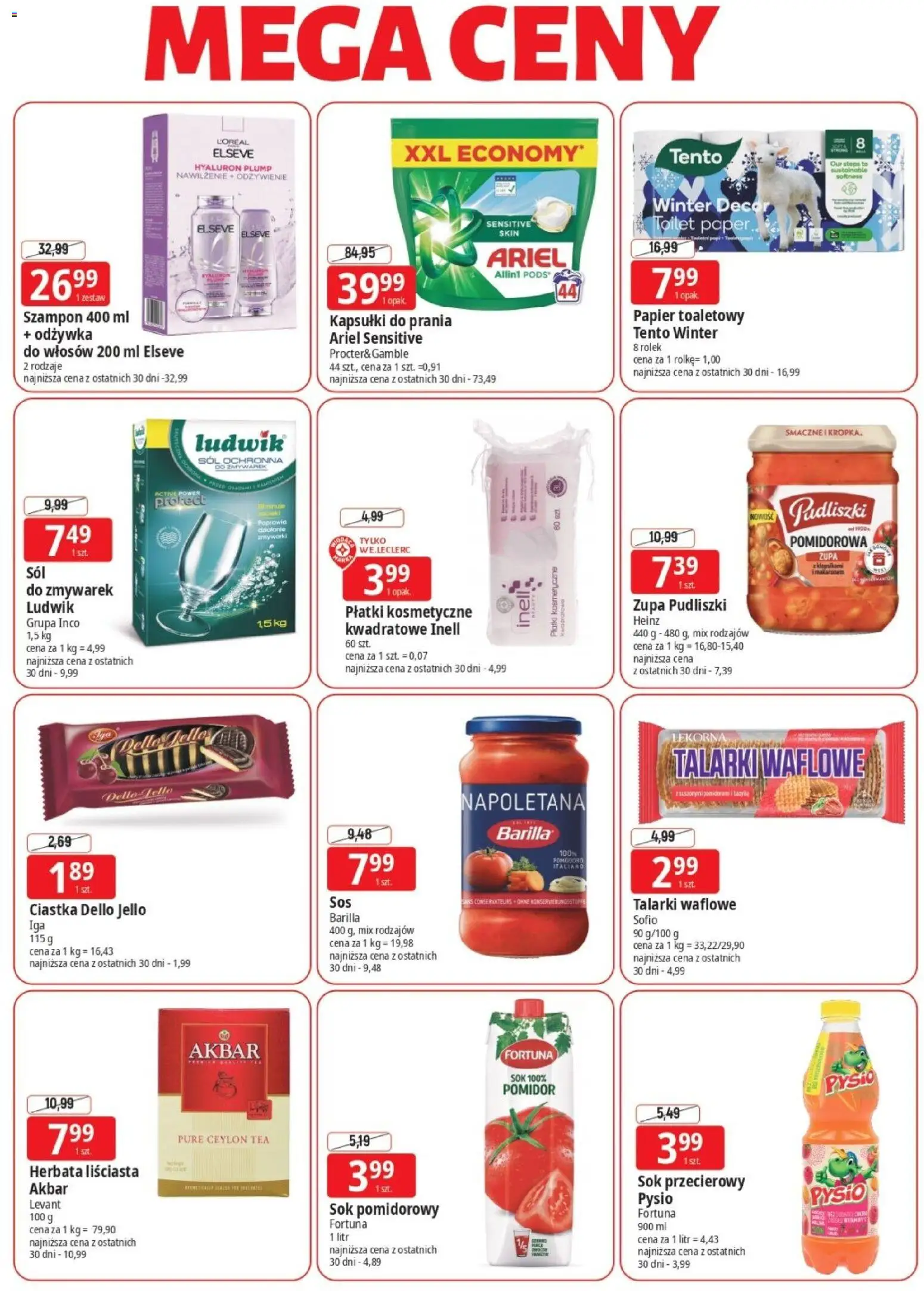 E.Leclerc Gazetka - Elbląg od 02.03.2026 | Strona: 3 | Produkty: Papier toaletowy, Ariel, Płatki kosmetyczne, Sól