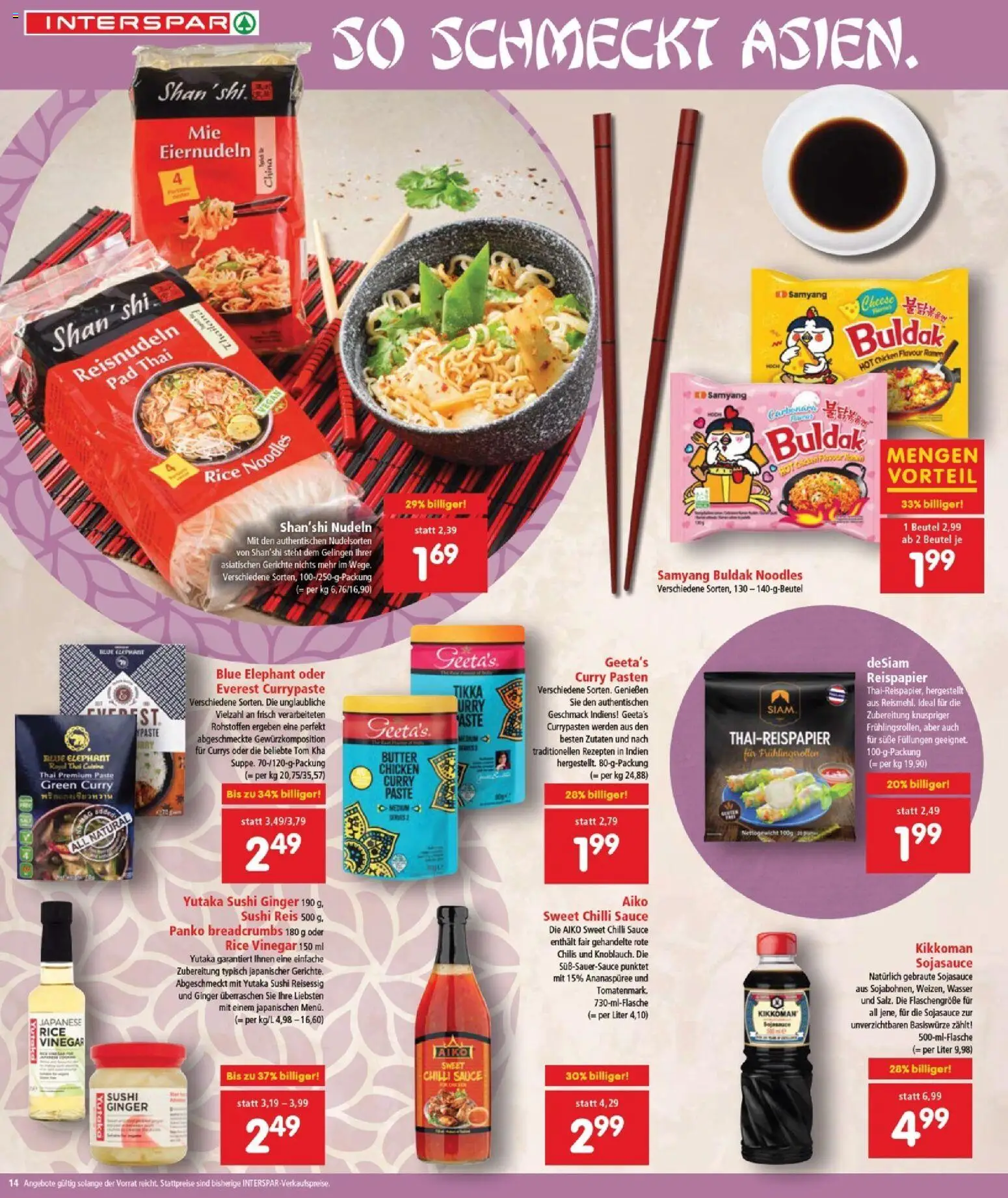 Interspar Flugblatt - Burgenland gültig ab 20.11.2025 | Seite: 14 | Produkte: Wasser, Butter, Reis, Nudeln