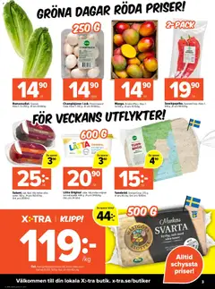 Coop X:-TRA - erbjudanden - Förhandsvisning av reklamblad från butik Coop X:-TRA aktuell från 02.02.2026 | Sida: 3 | Produkter: Salt, Bröd, Champinjoner