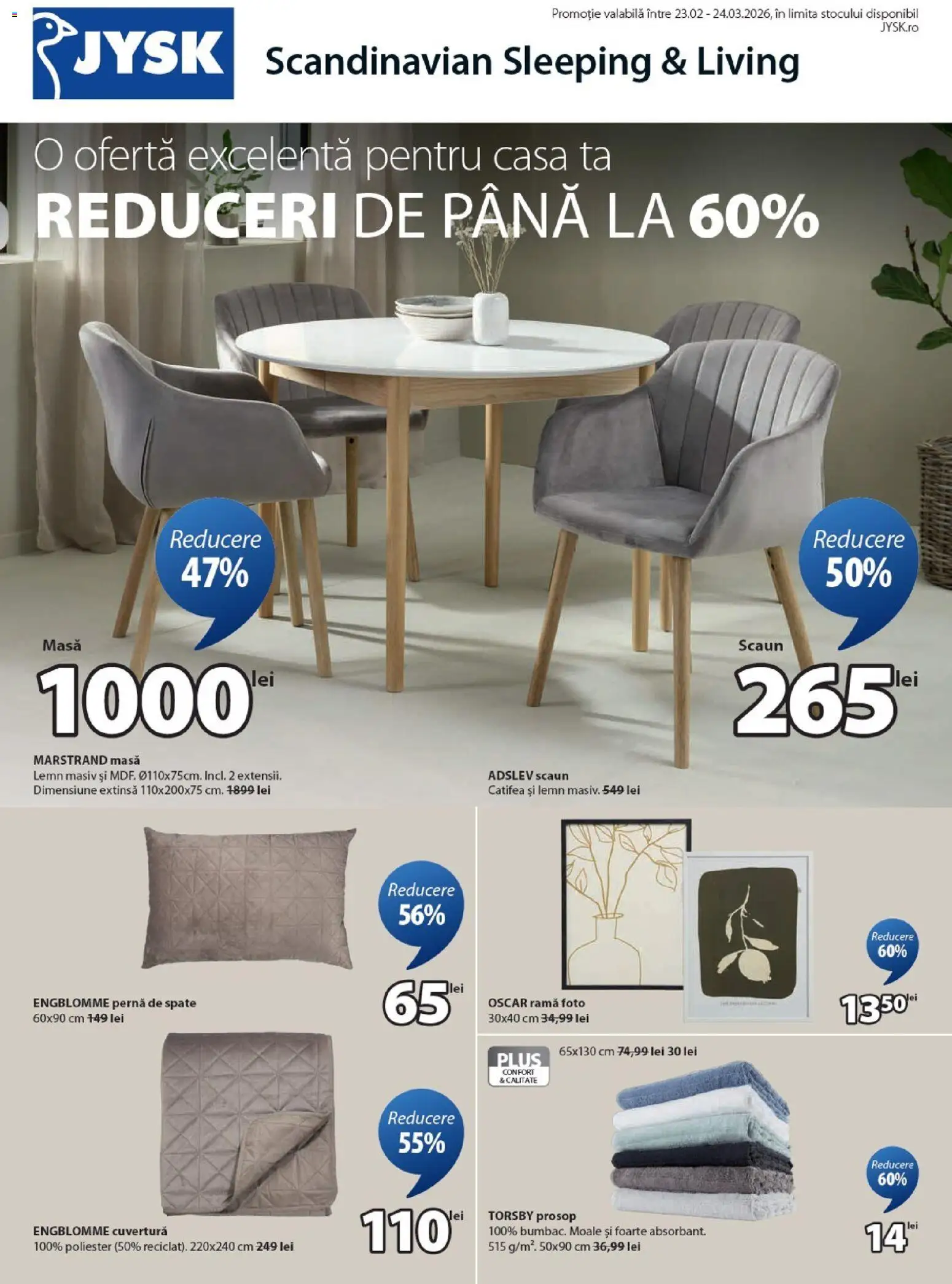 Noul catalog JYSK – valabil de la 23.02.2026 | Pagină: 1 | Produse: Cuvertură, Masă, Scaun, Ramă foto