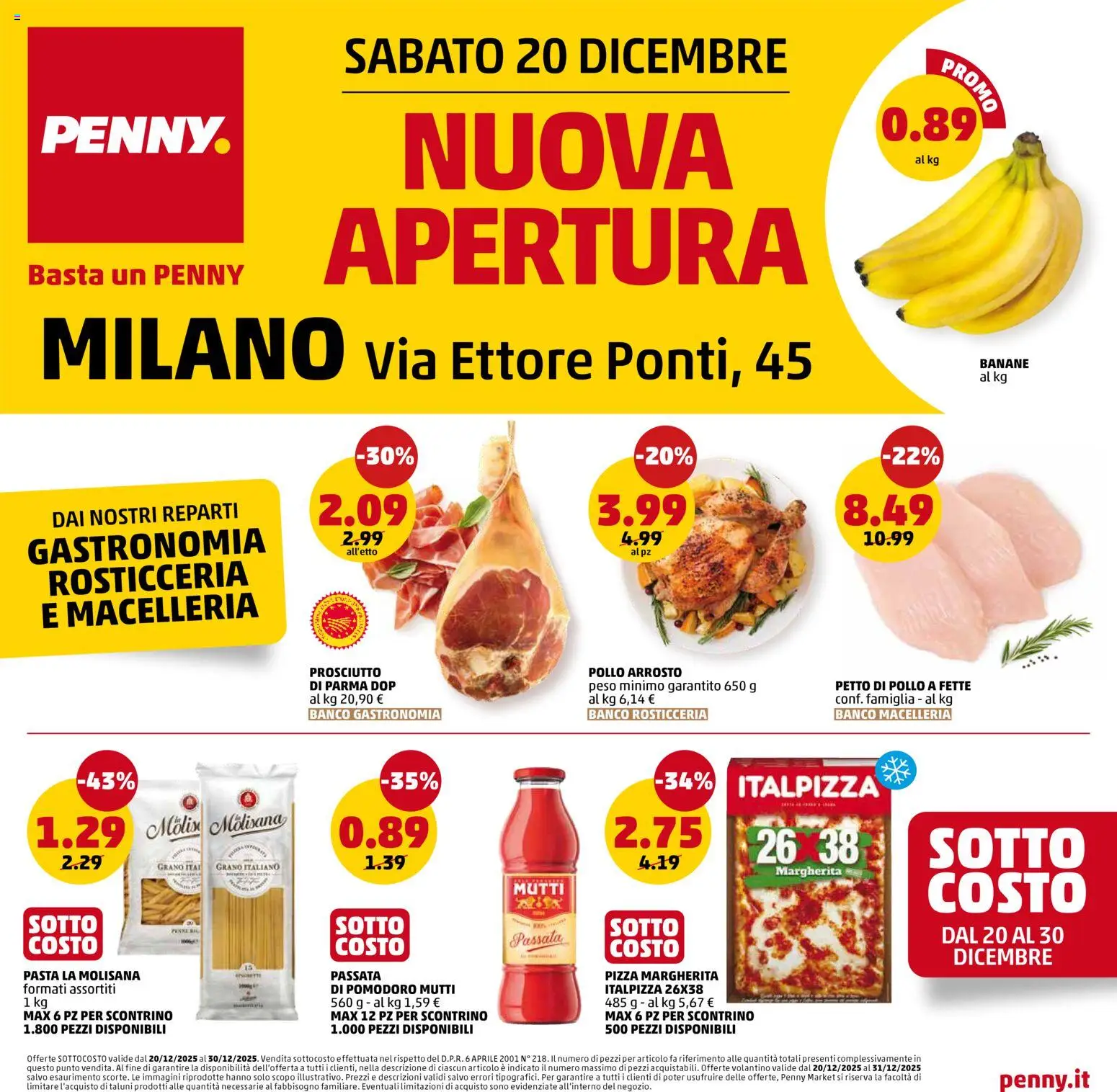 Volantino PENNY del 20.12.2025 | Pagina: 1 | Prodotti: Arrosto, Prosciutto, Pasta, Mutti