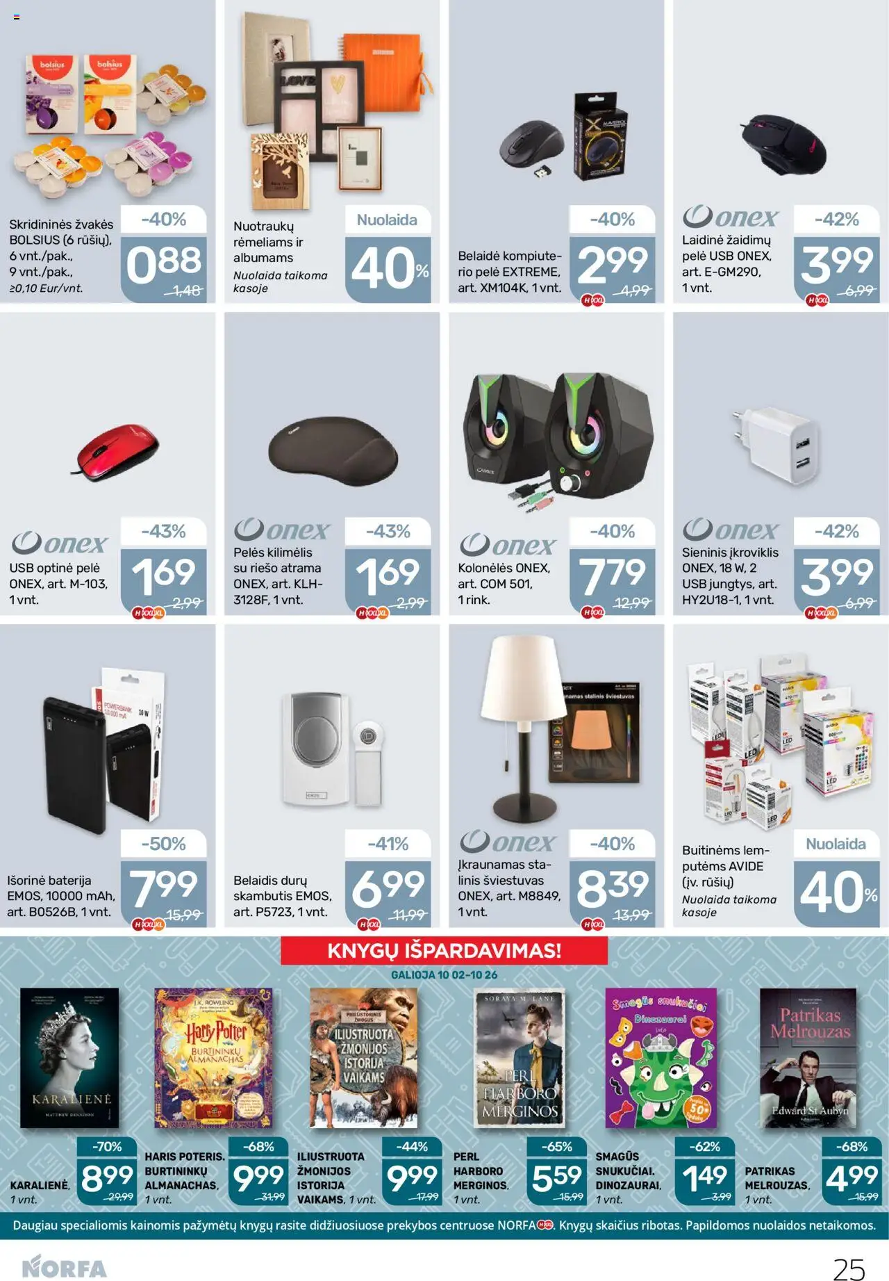 NORFA akcijos nuo 02.10.2025 | Puslapis: 25 | Prekių: Pelė, Kilimėlis, Baterija, USB