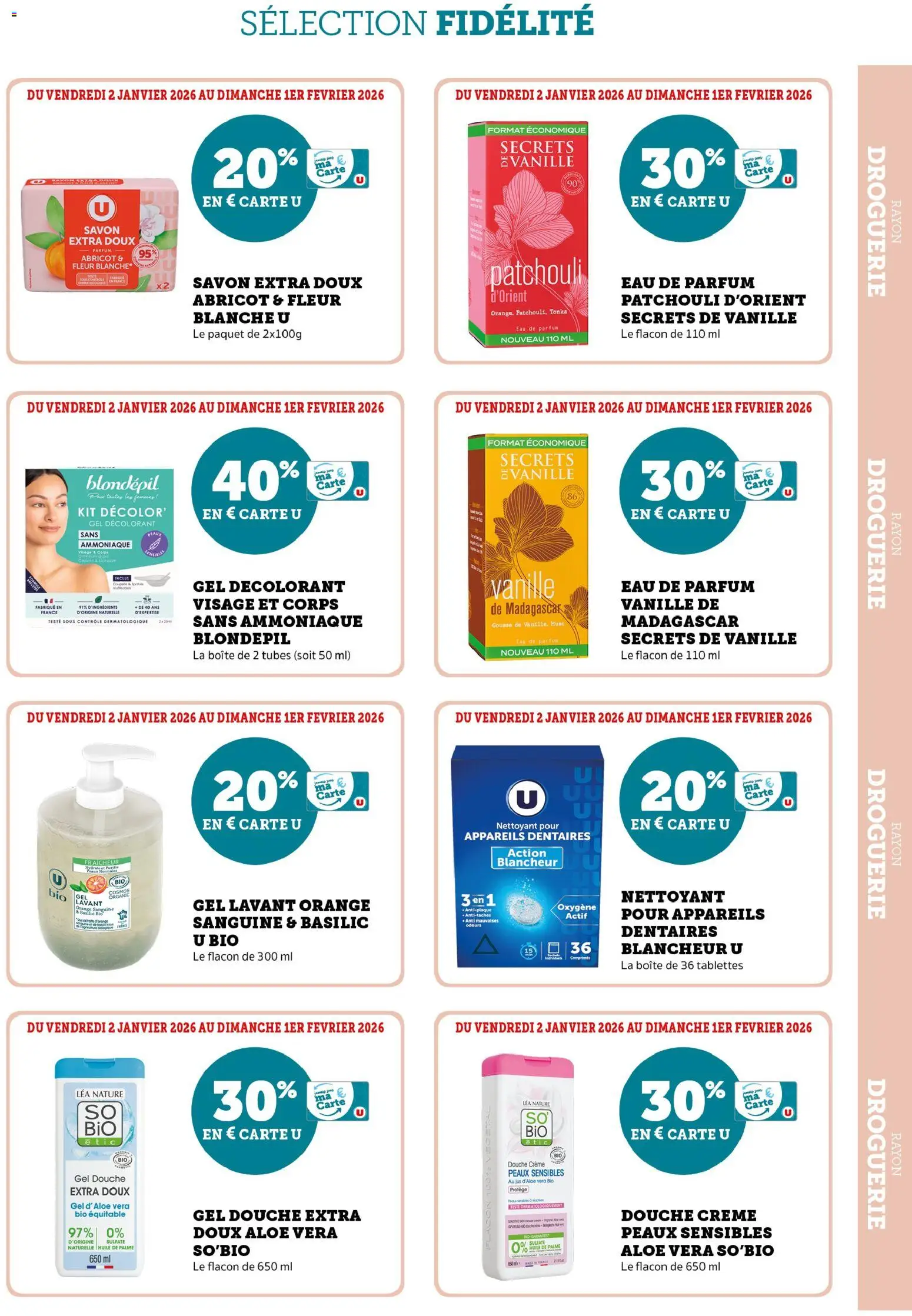 {H1} | Page: 9 | Produits: Abricot, Savon, Gel douche, Jus