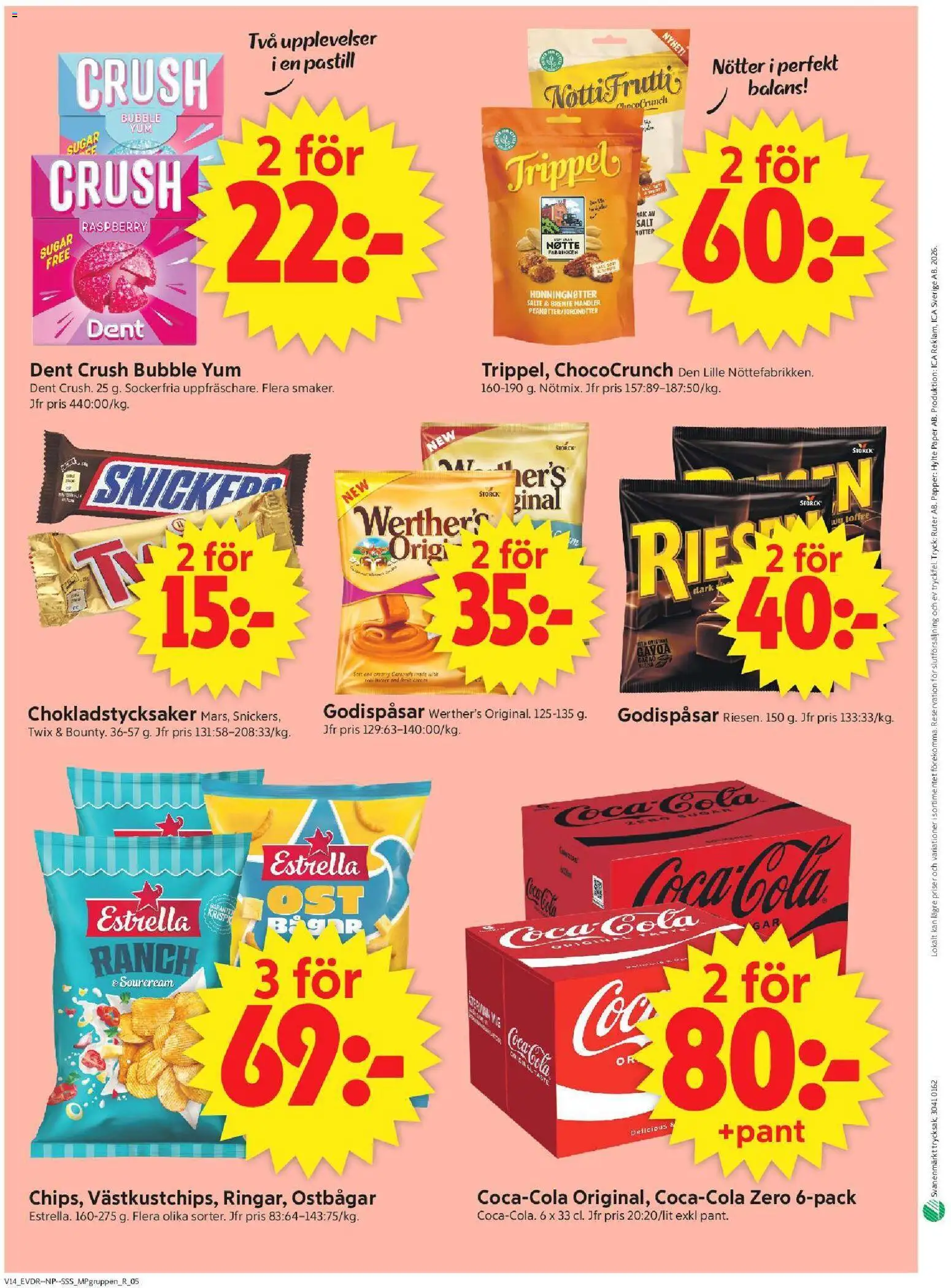 ICA Supermarket reklamblad aktuell från 30.03.2026 | Sida: 18 | Produkter: Ostbågar, Coca cola, Papper, Nötter