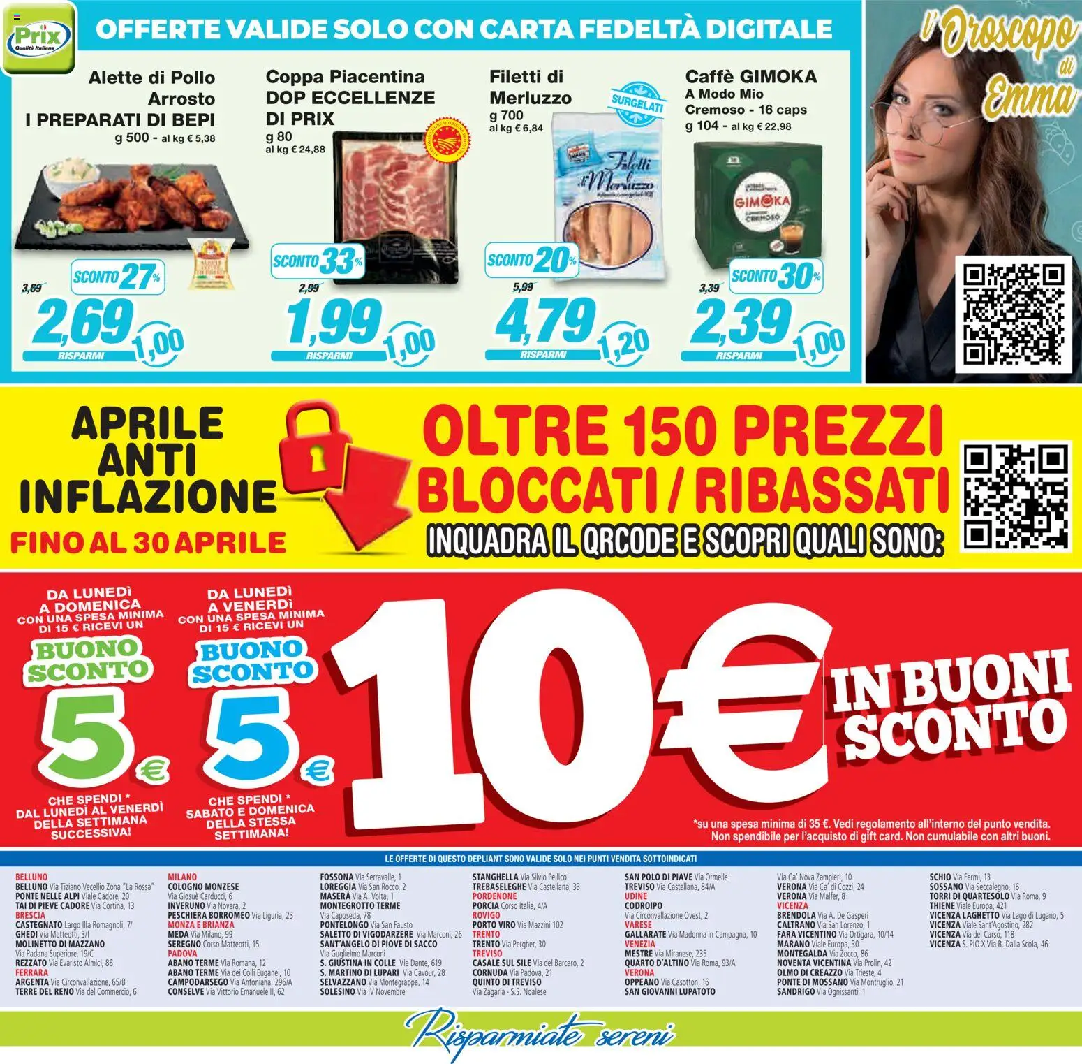 Volantino Prix del 10.04.2026 | Pagina: 23 | Prodotti: Arrosto, Caffè, Merluzzo, Polo