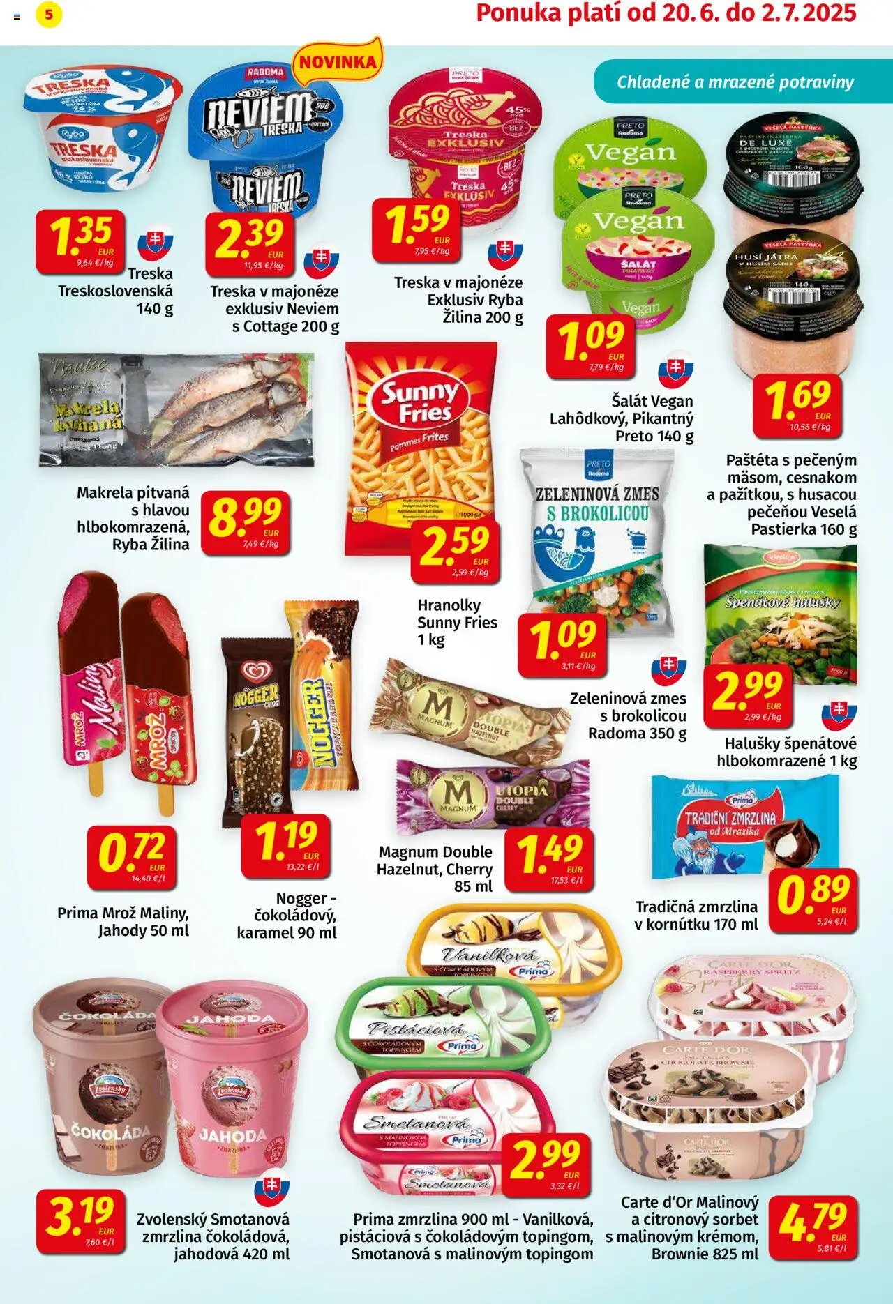 Koruna leták │ platný od 20.06.2025 | Strana: 5 | Produkty: Zmrzlina, Sorbet, Čokoláda, Ryba