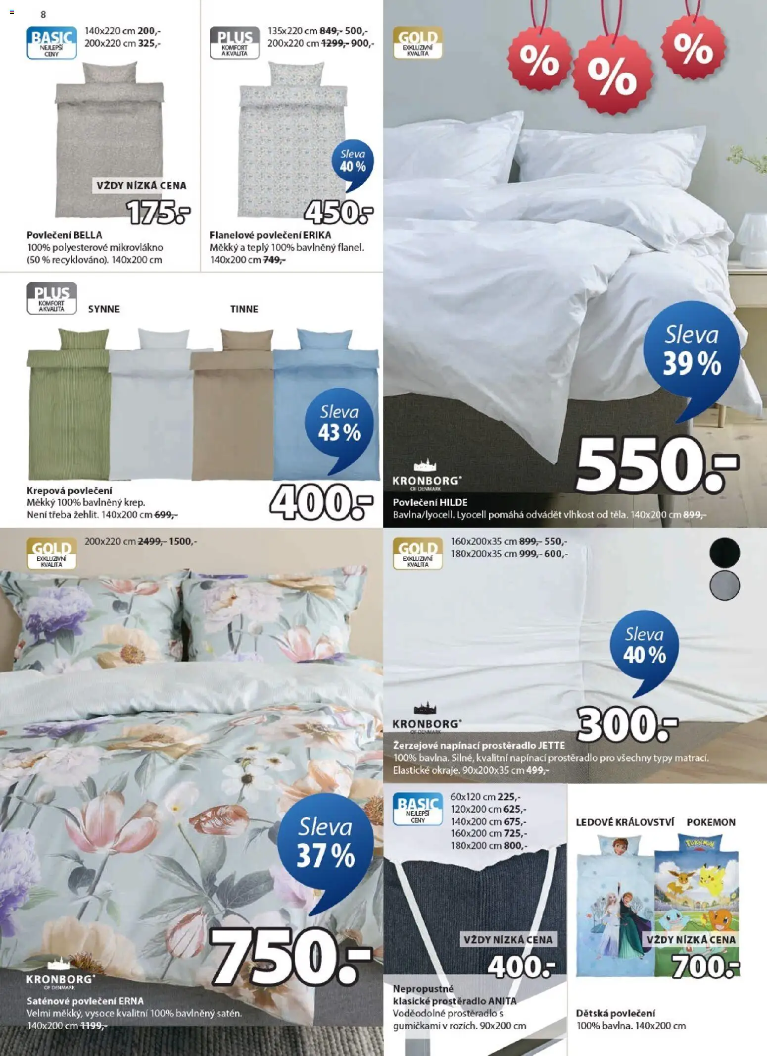 JYSK leták - Výprodej od 12.01.2026 | Strana: 8 | Produkty: Povlečení, Flanelové povlečení, Prostěradlo, Saténové povlečení